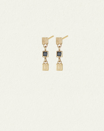 Temple of the Sun Dell Earrings Black Diamond Solid Gold