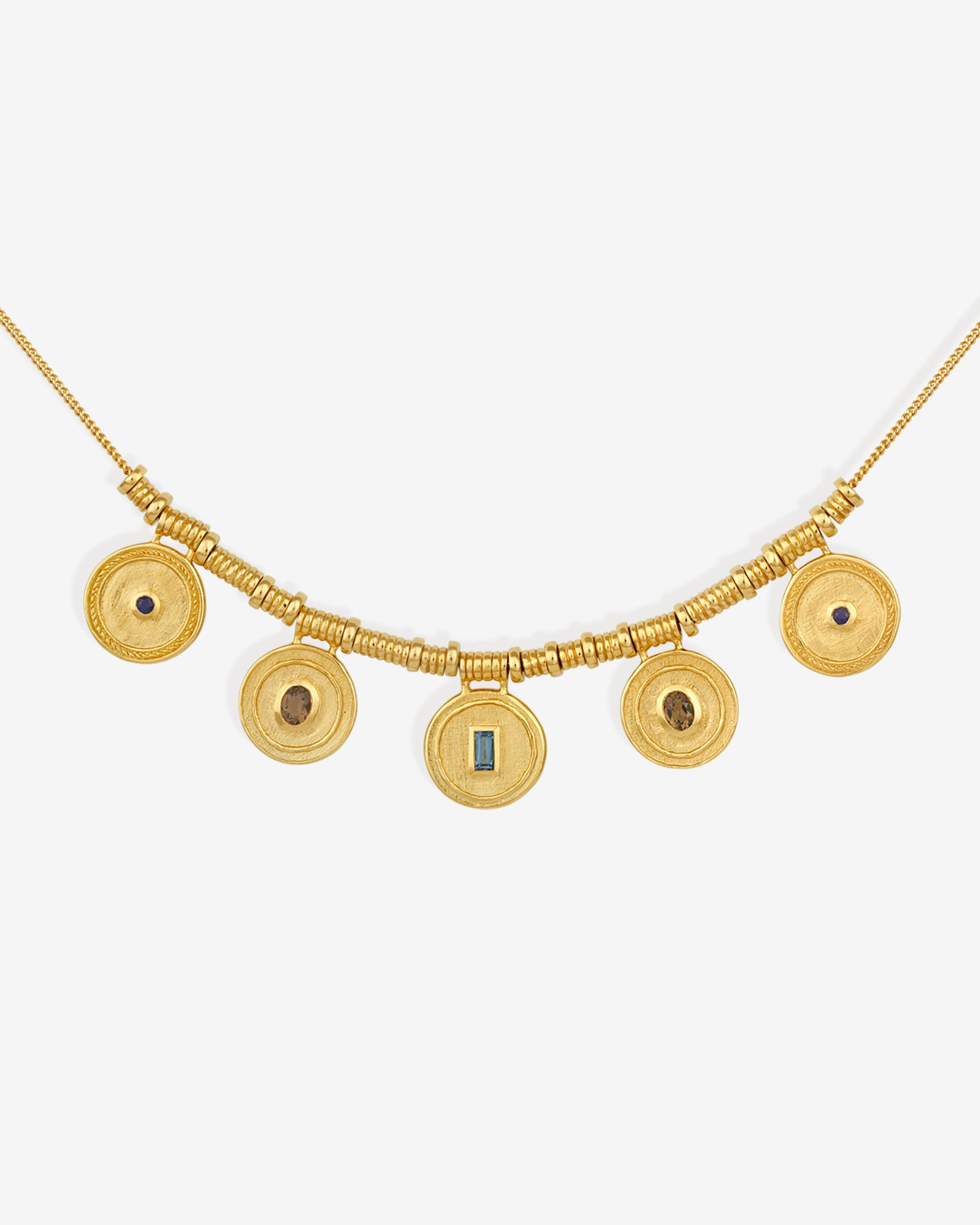 Temple of the Sun Denarii Statement Necklace Gold Vermeil
