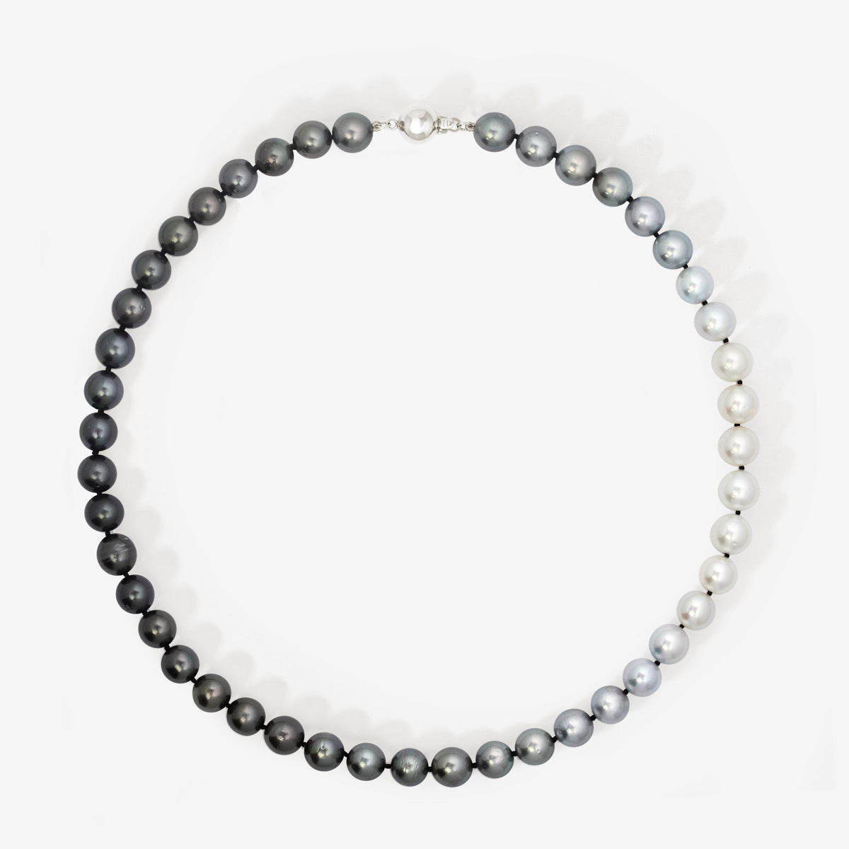 Eclipse Akoya and Tahitian Pearl Necklace White Gold