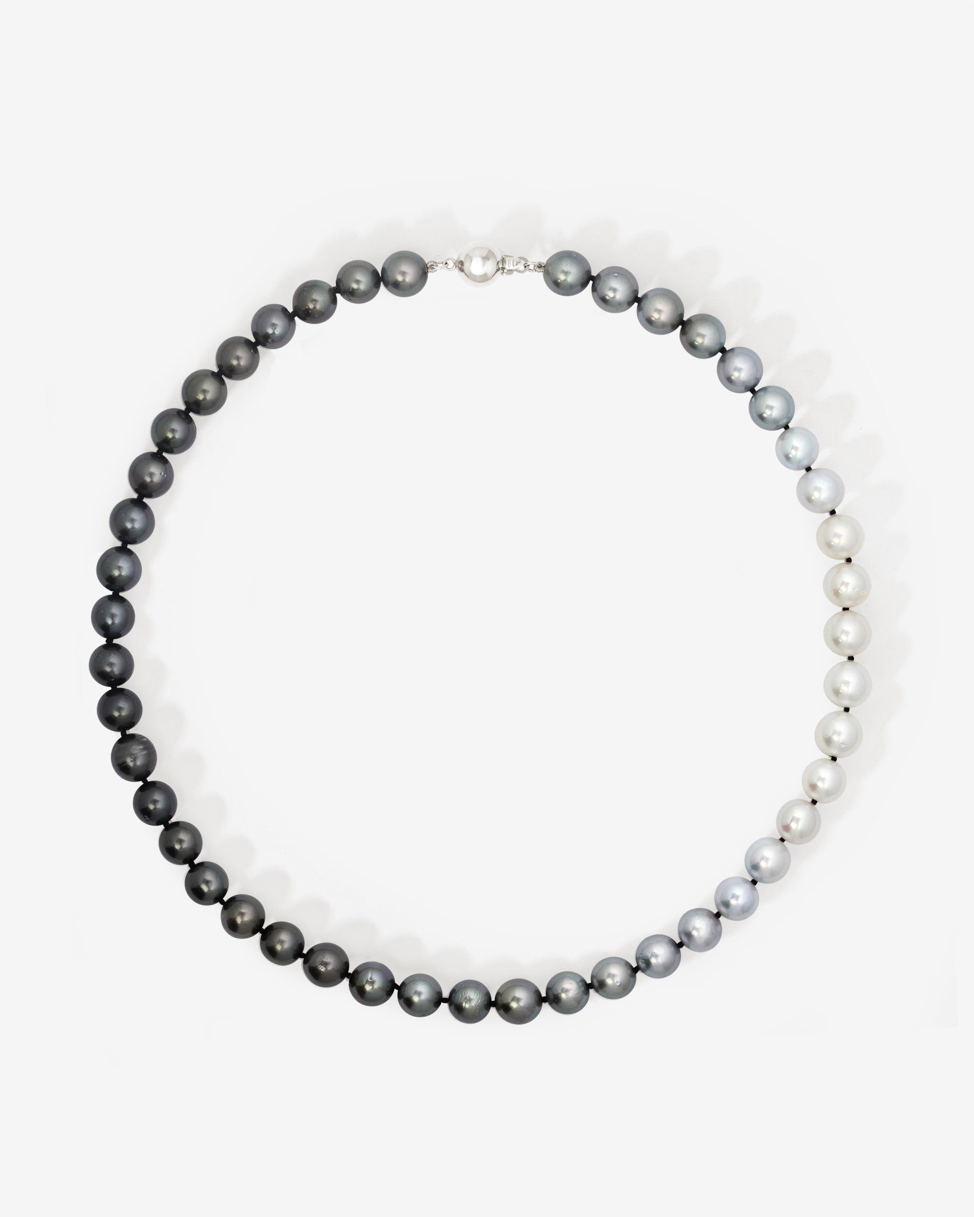 Temple of the Sun Eclipse Akoya and Tahitian Pearl Necklace White Gold