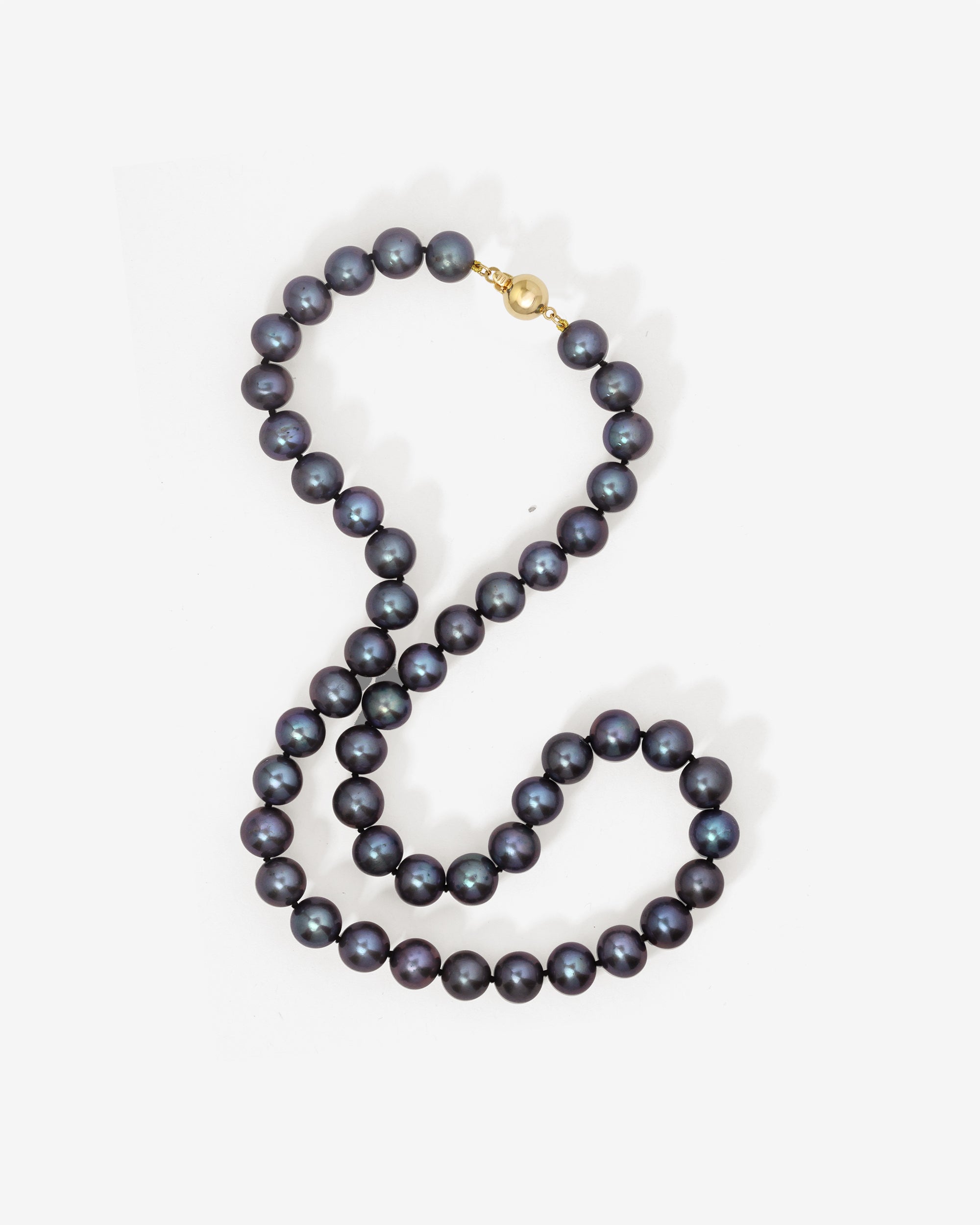 Temple of the Sun Eclipse Black Pearl Necklace Solid Gold