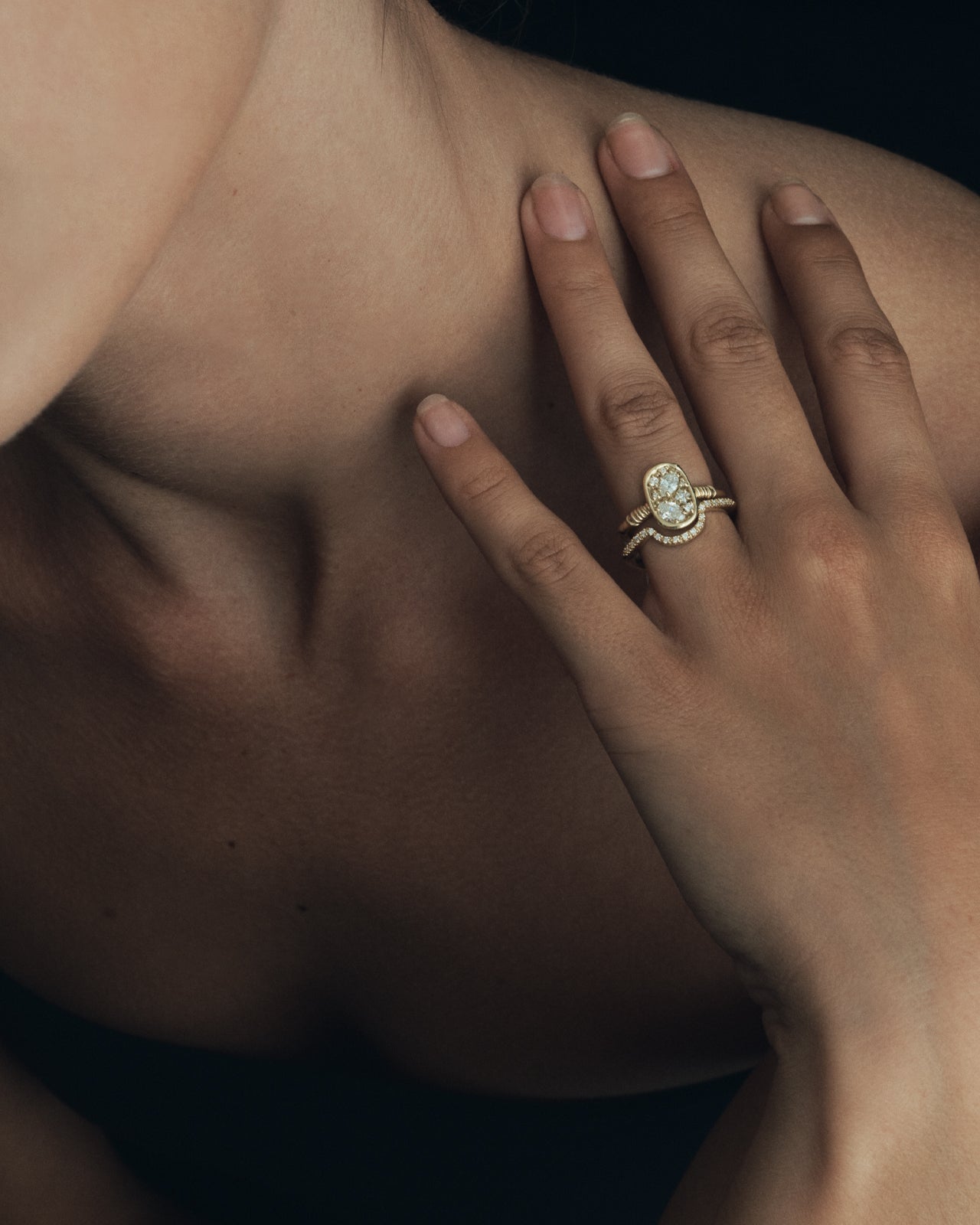 Temple of the Sun Embrace Ring Diamond Solid Gold