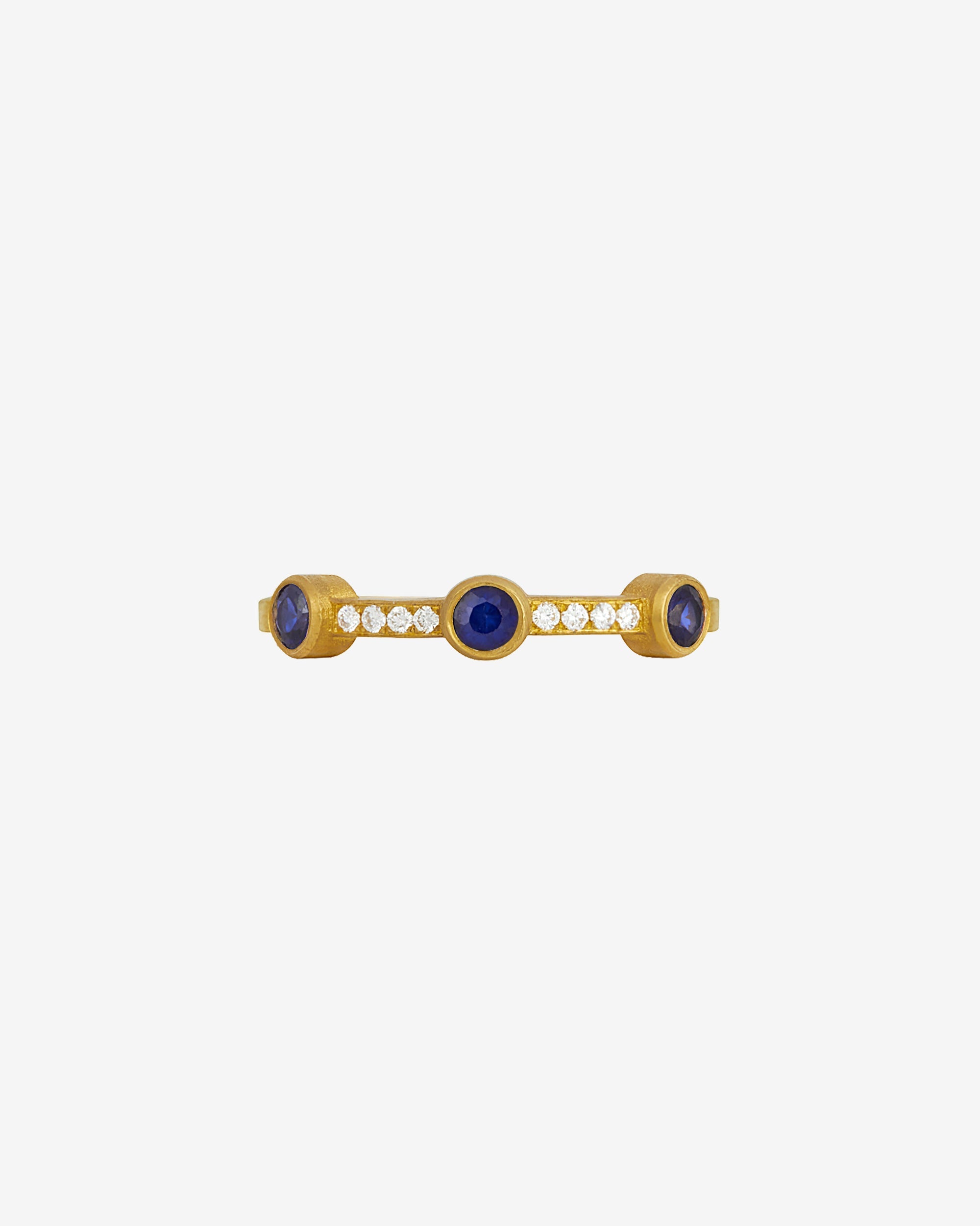 Temple of the Sun Ender Ring Sapphire Diamond Solid Gold