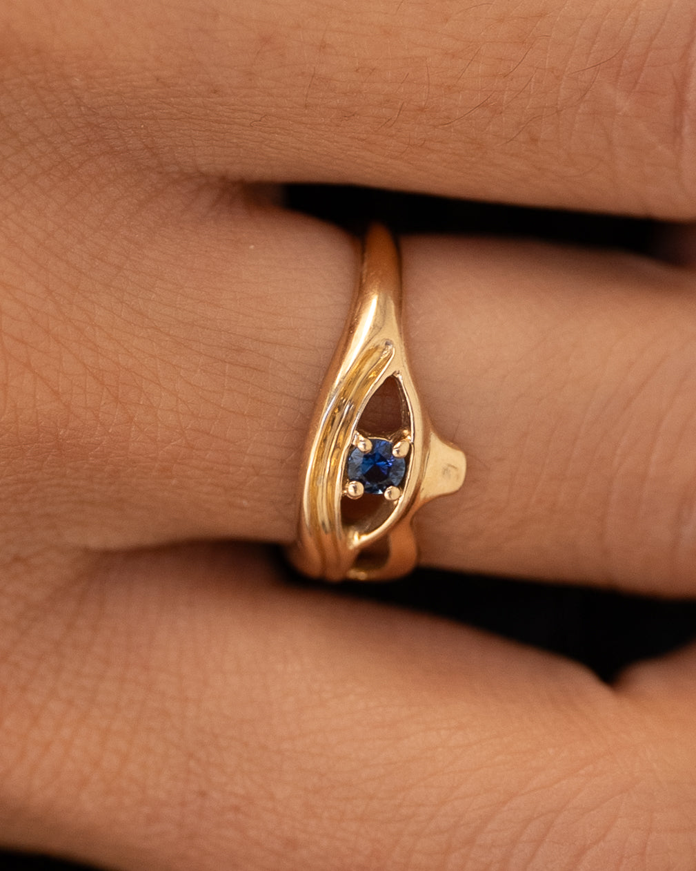 Temple of the Sun Eye of Ra Ring Blue Sapphire Solid Gold