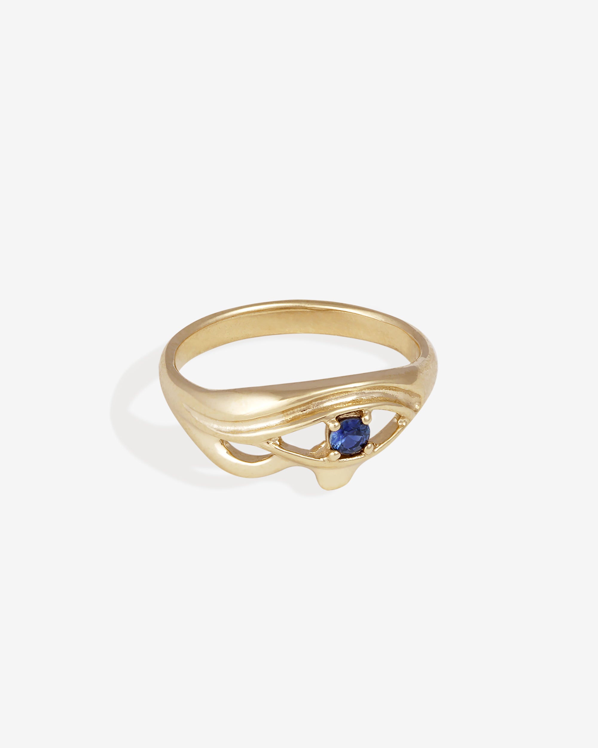 Temple of the Sun Eye of Ra Ring Blue Sapphire Solid Gold