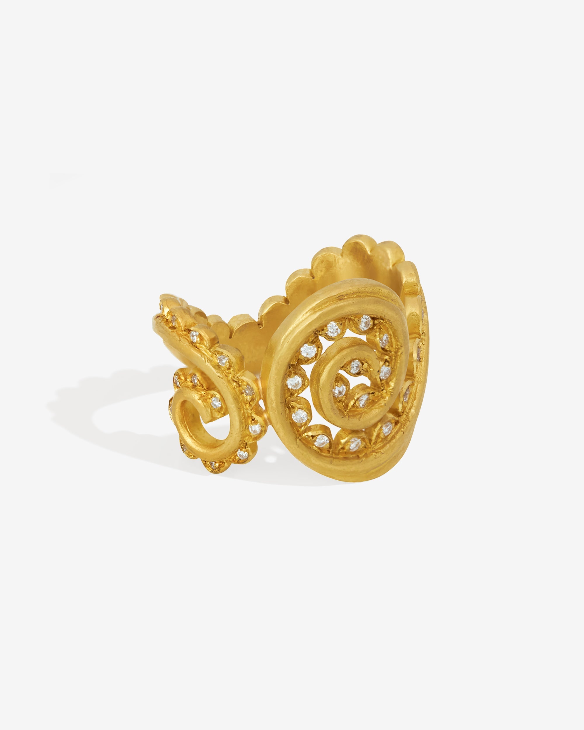 Temple of the Sun Fern Ring Diamond Solid Gold