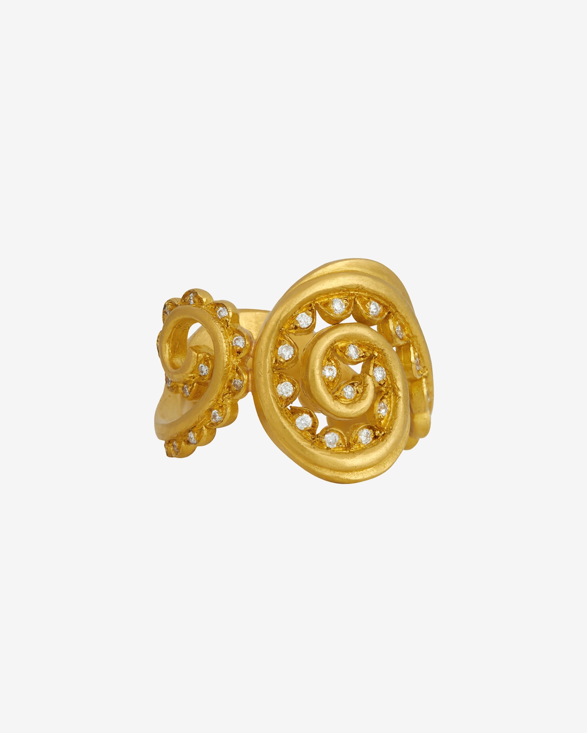 Temple of the Sun Fern Ring Diamond Solid Gold