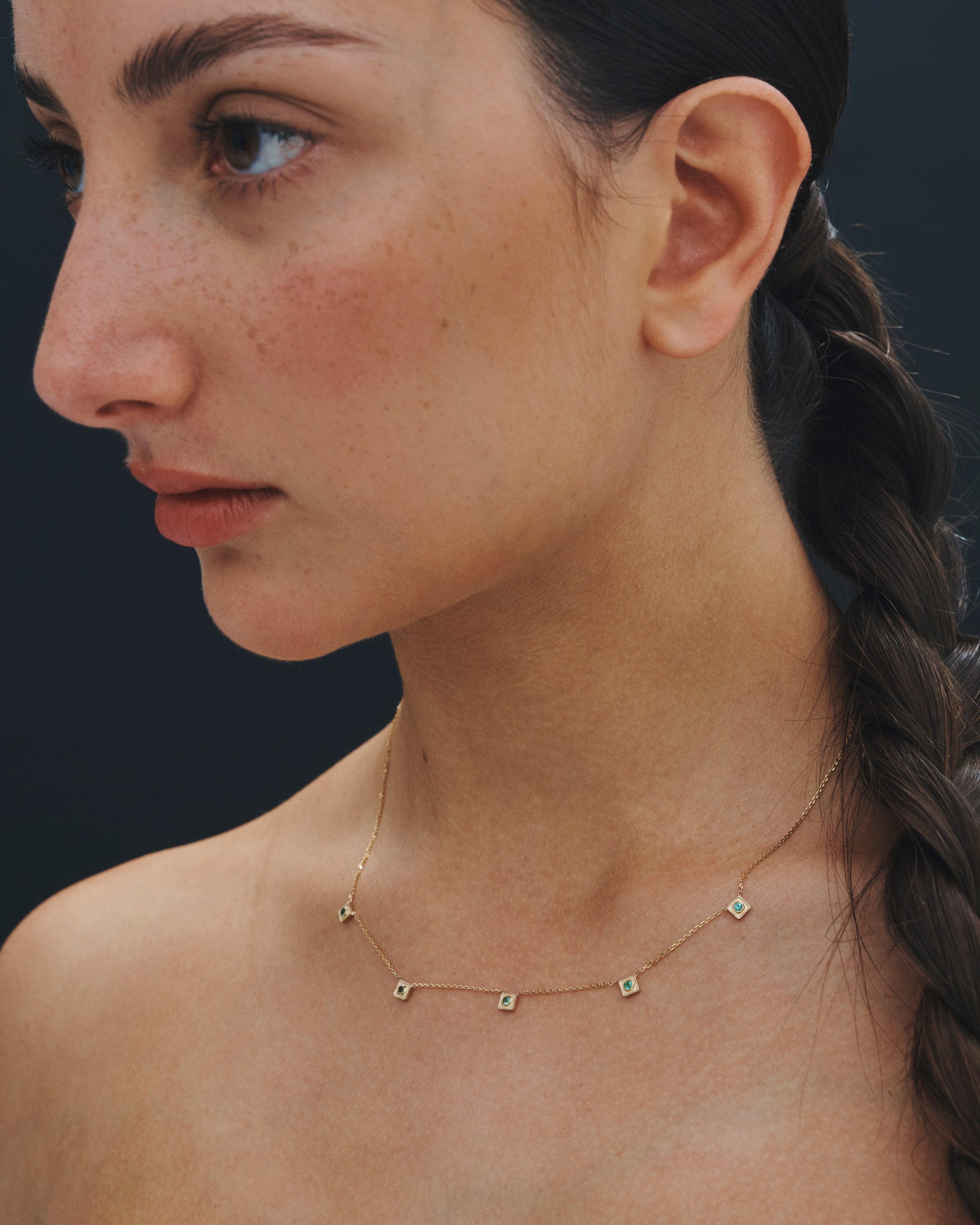 Temple of the Sun Florence Station Necklace Emerald Solid Gold