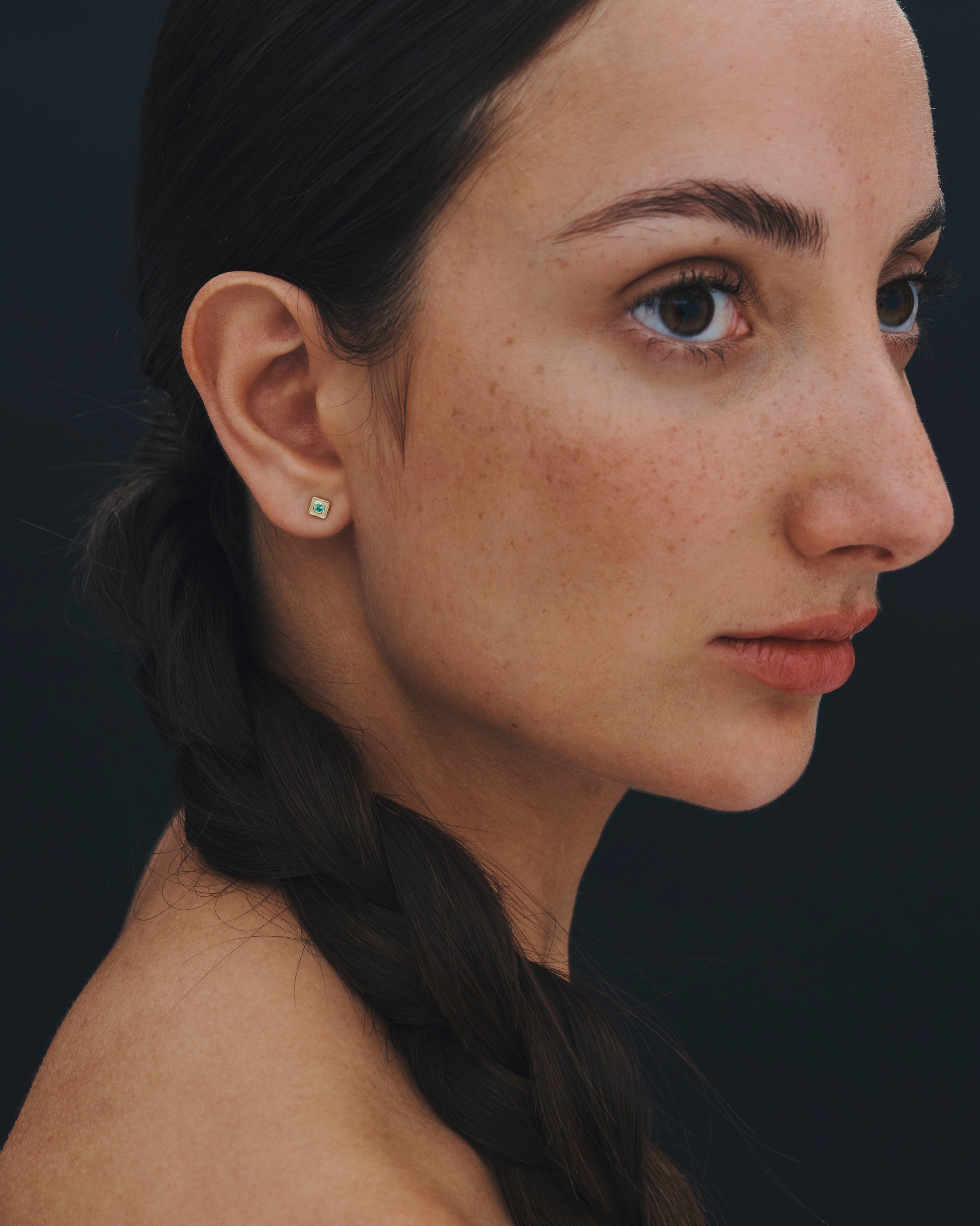 Temple of the Sun Florence Studs Emerald Solid Gold