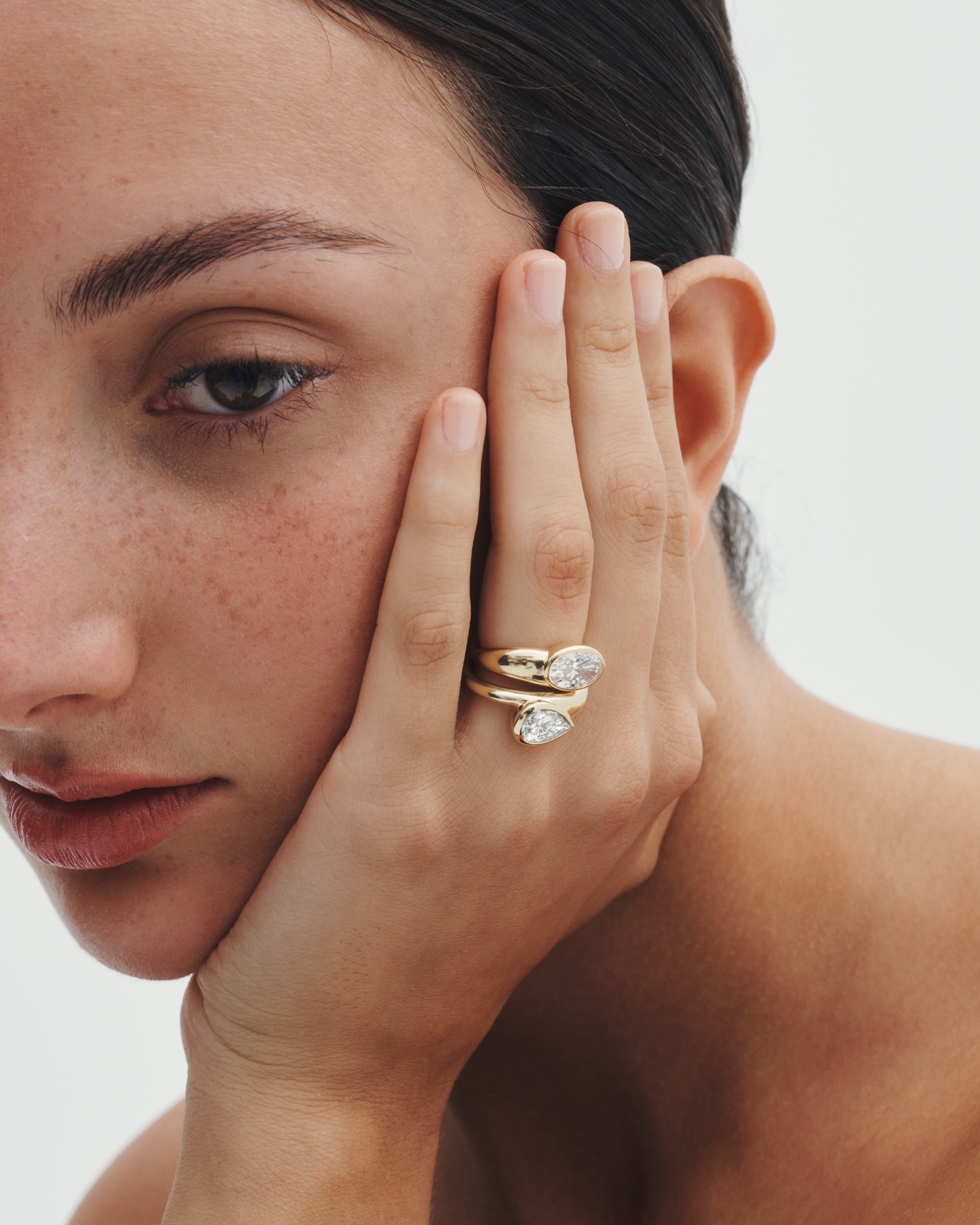 Temple of the Sun Grace Wide Pear Diamond Solid Gold