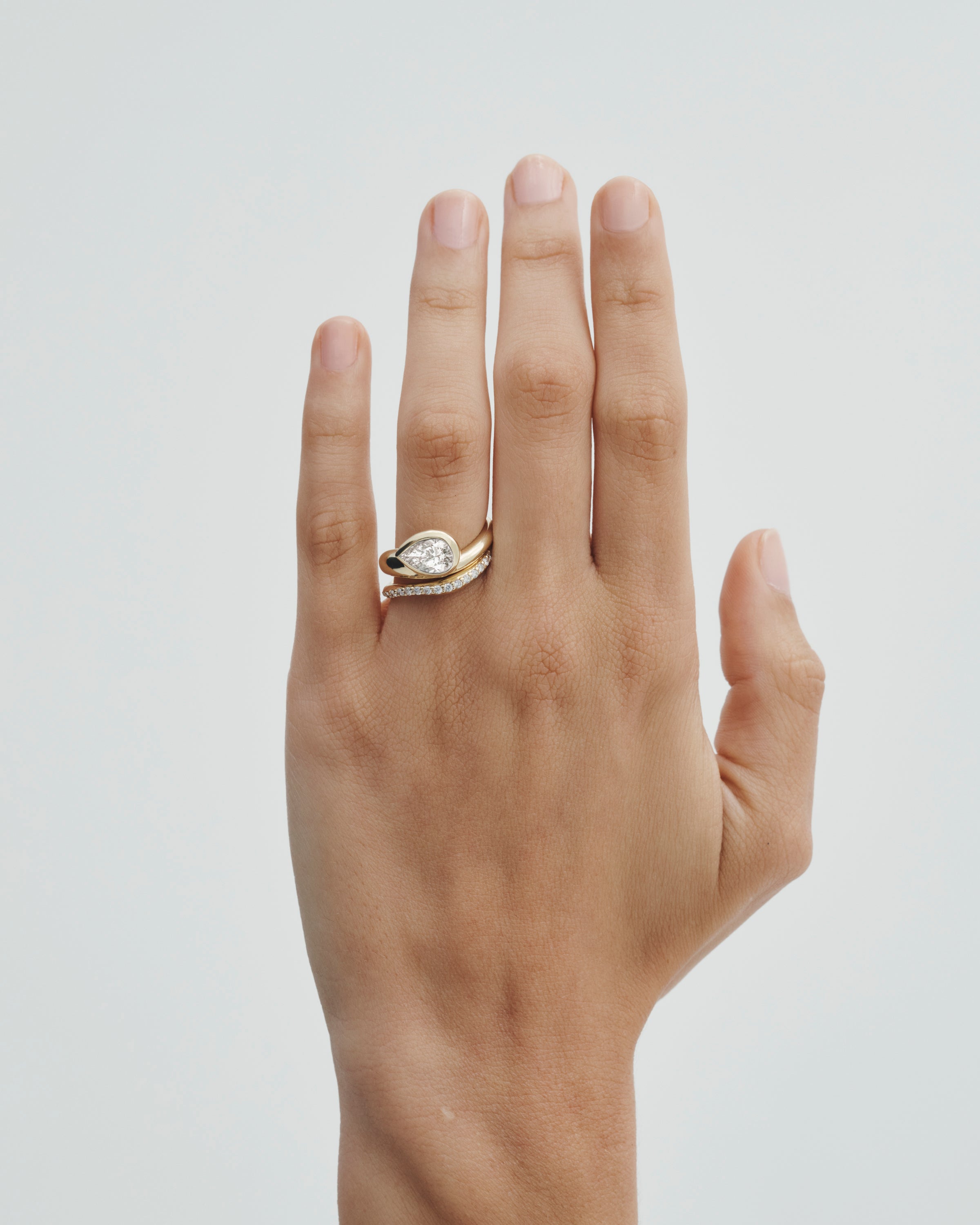 Temple of the Sun Grace Wide Pear Diamond Solid Gold