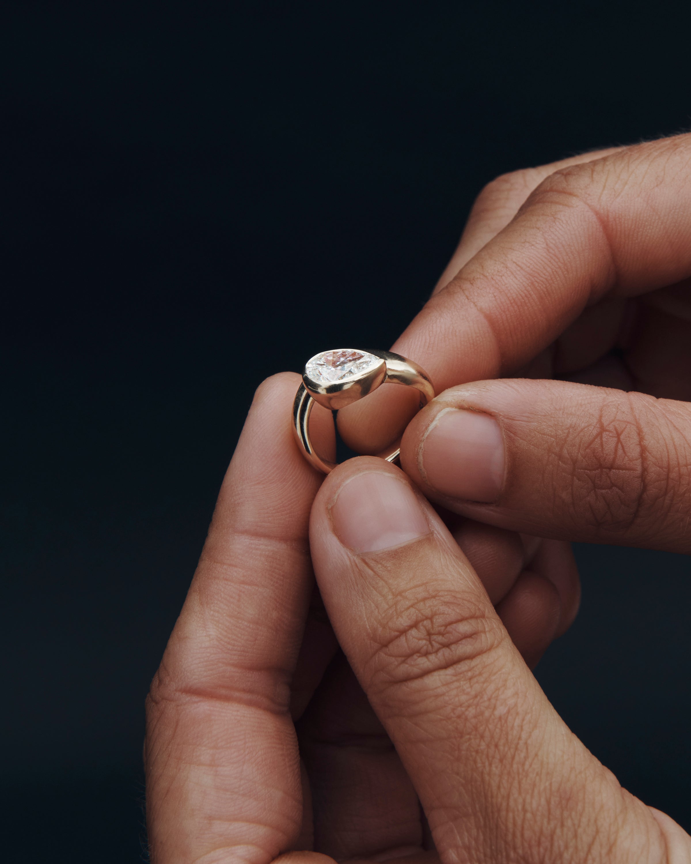 Temple of the Sun Grace Wide Pear Diamond Solid Gold