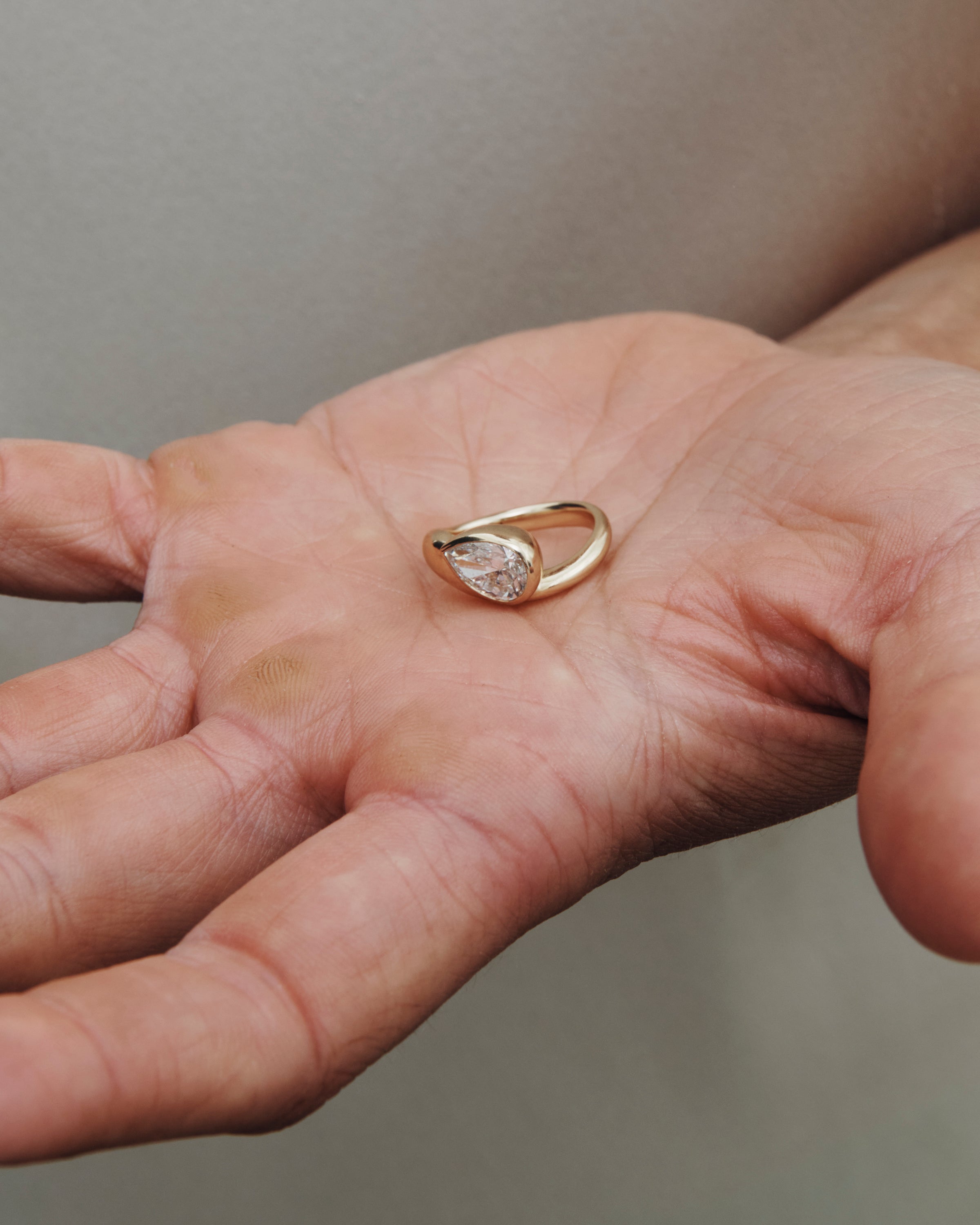 Temple of the Sun Grace Wide Pear Diamond Solid Gold