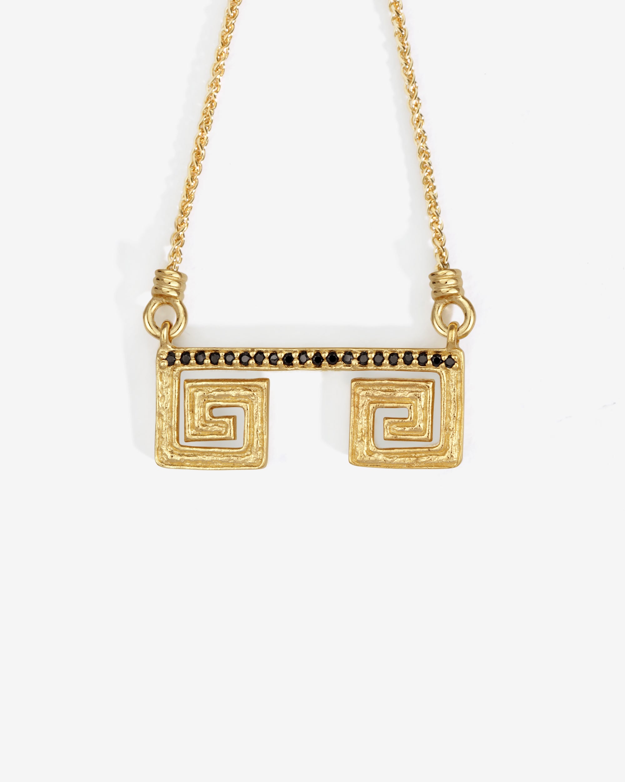 Temple of the Sun Greca Pave Necklace Gold Vermeil