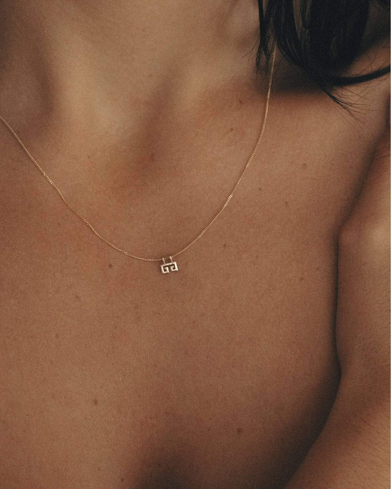 Temple of the Sun Greek Key Necklace Soild Gold