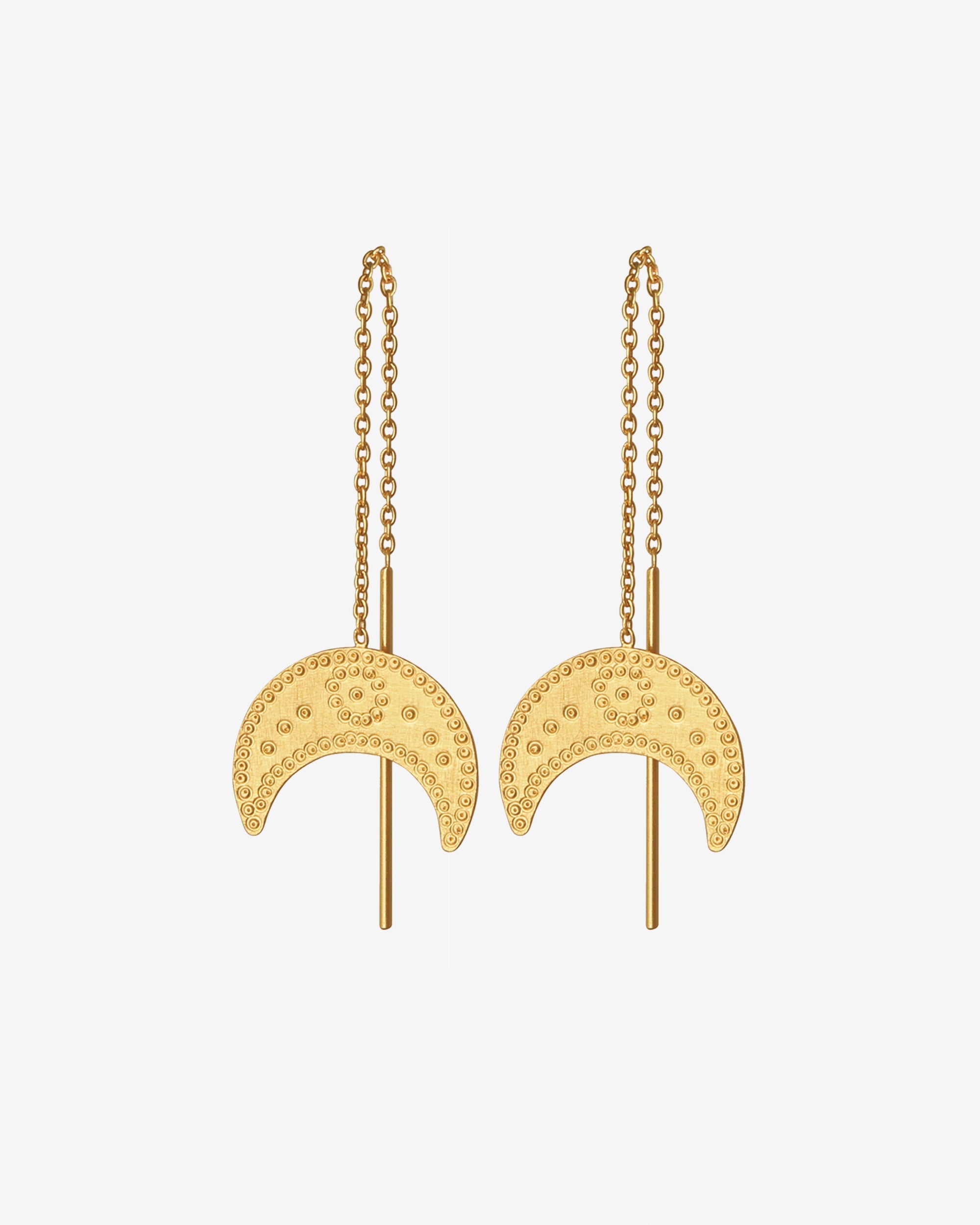Temple of the Sun Hanging Moon Earrings Gold Vermeil