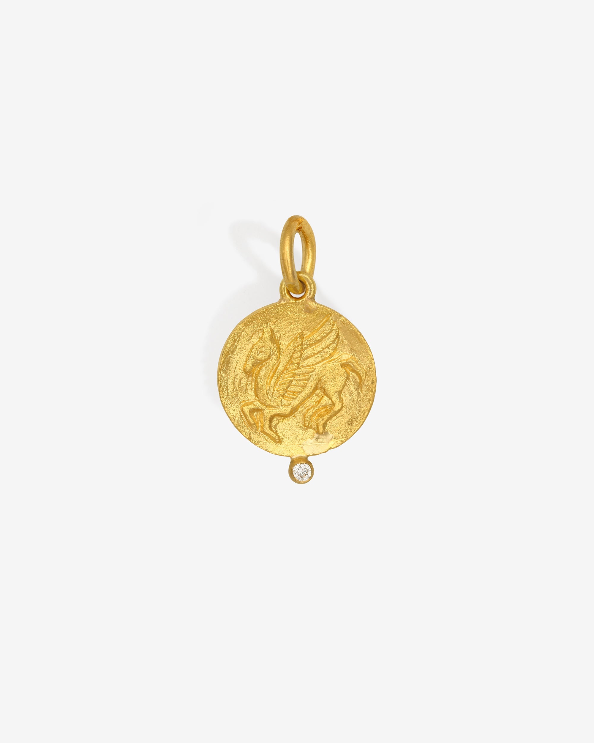 Temple of the Sun Hatti Coin Pendant Diamond Solid Gold