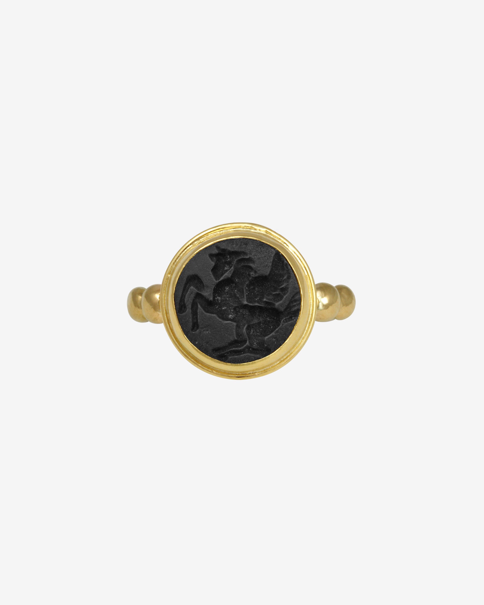 Temple of the Sun Hatti Ring Onyx Intaglio Solid Gold