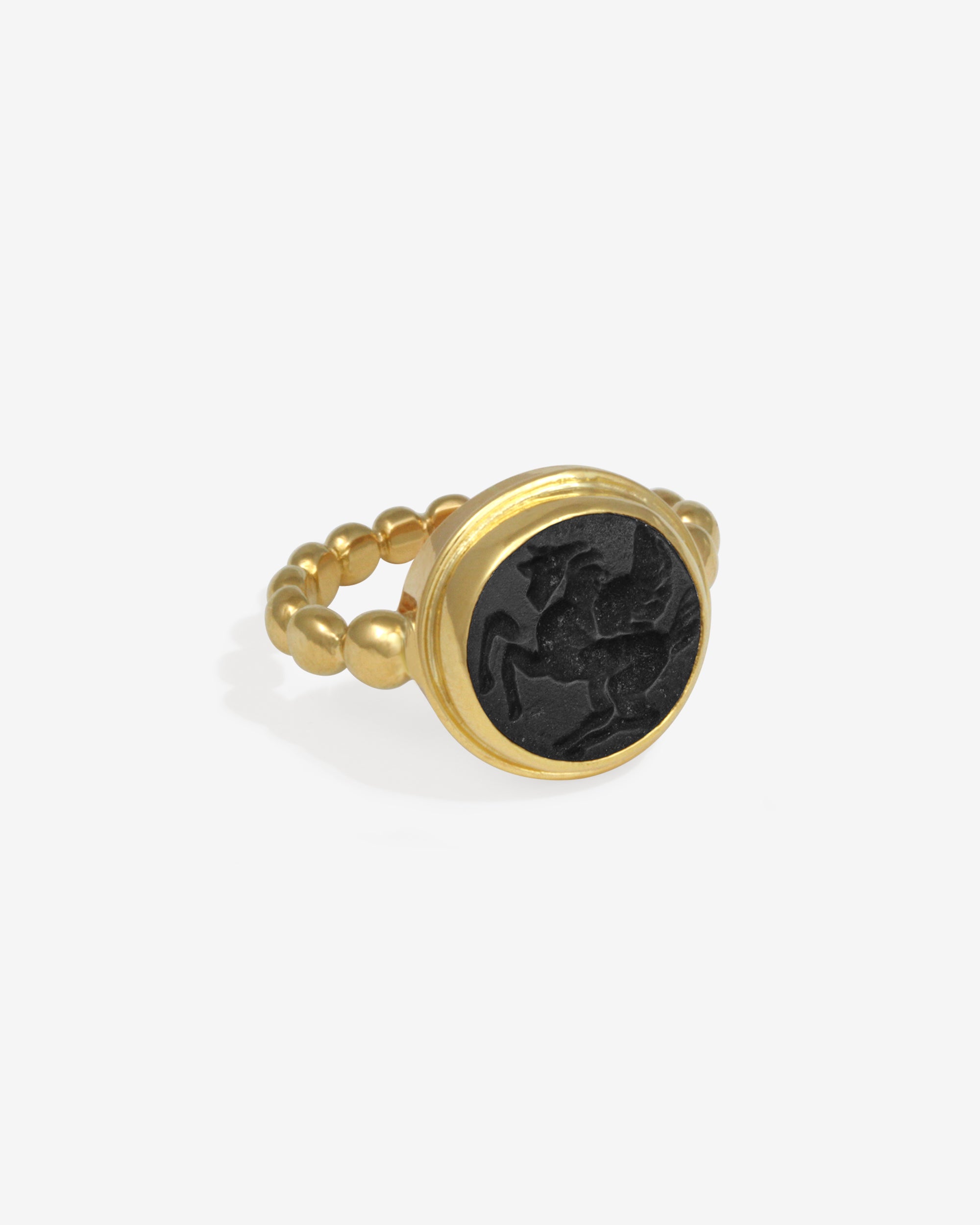 Temple of the Sun Hatti Ring Onyx Intaglio Solid Gold