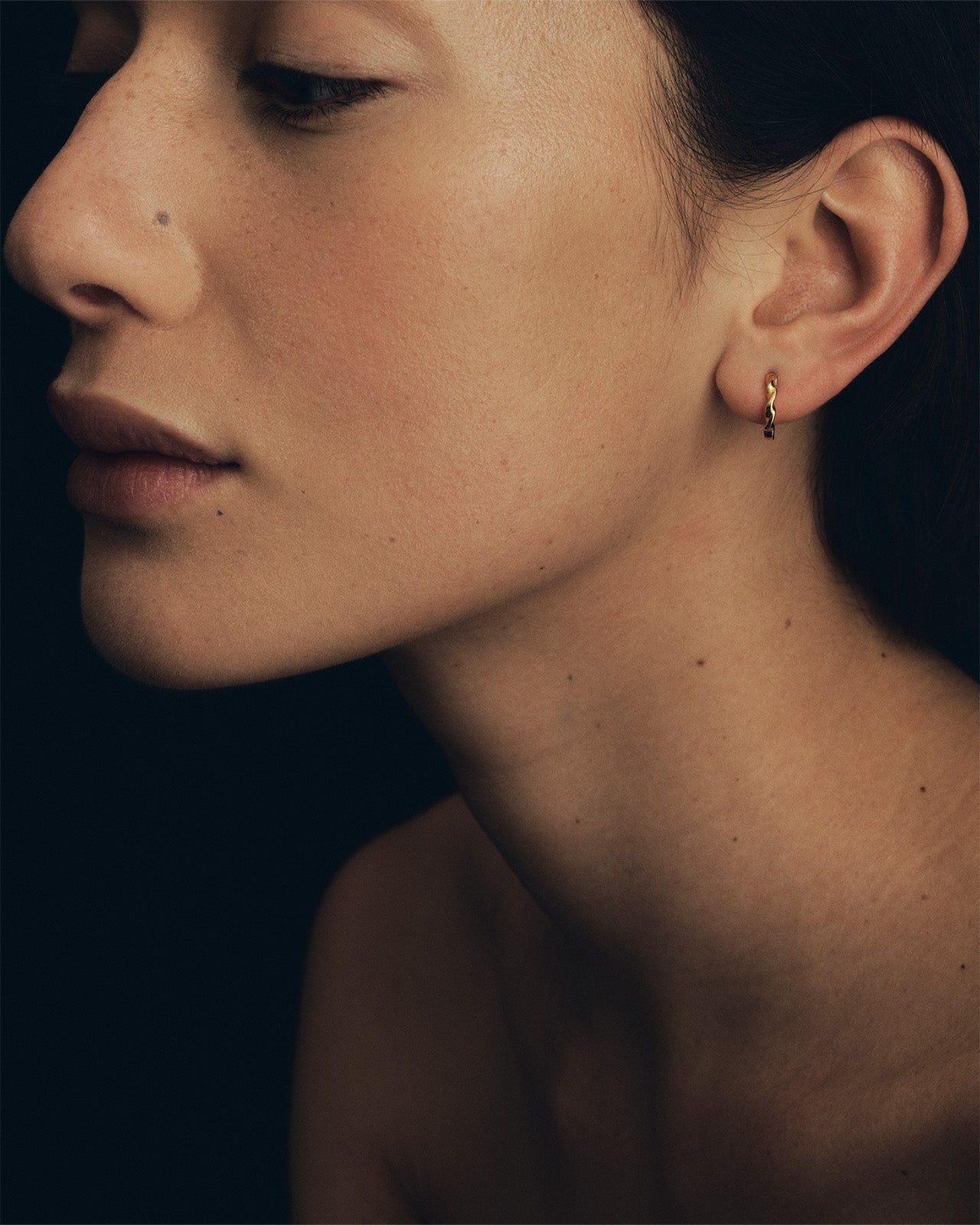 Temple of the Sun Helix Huggie Earrings Gold Vermeil