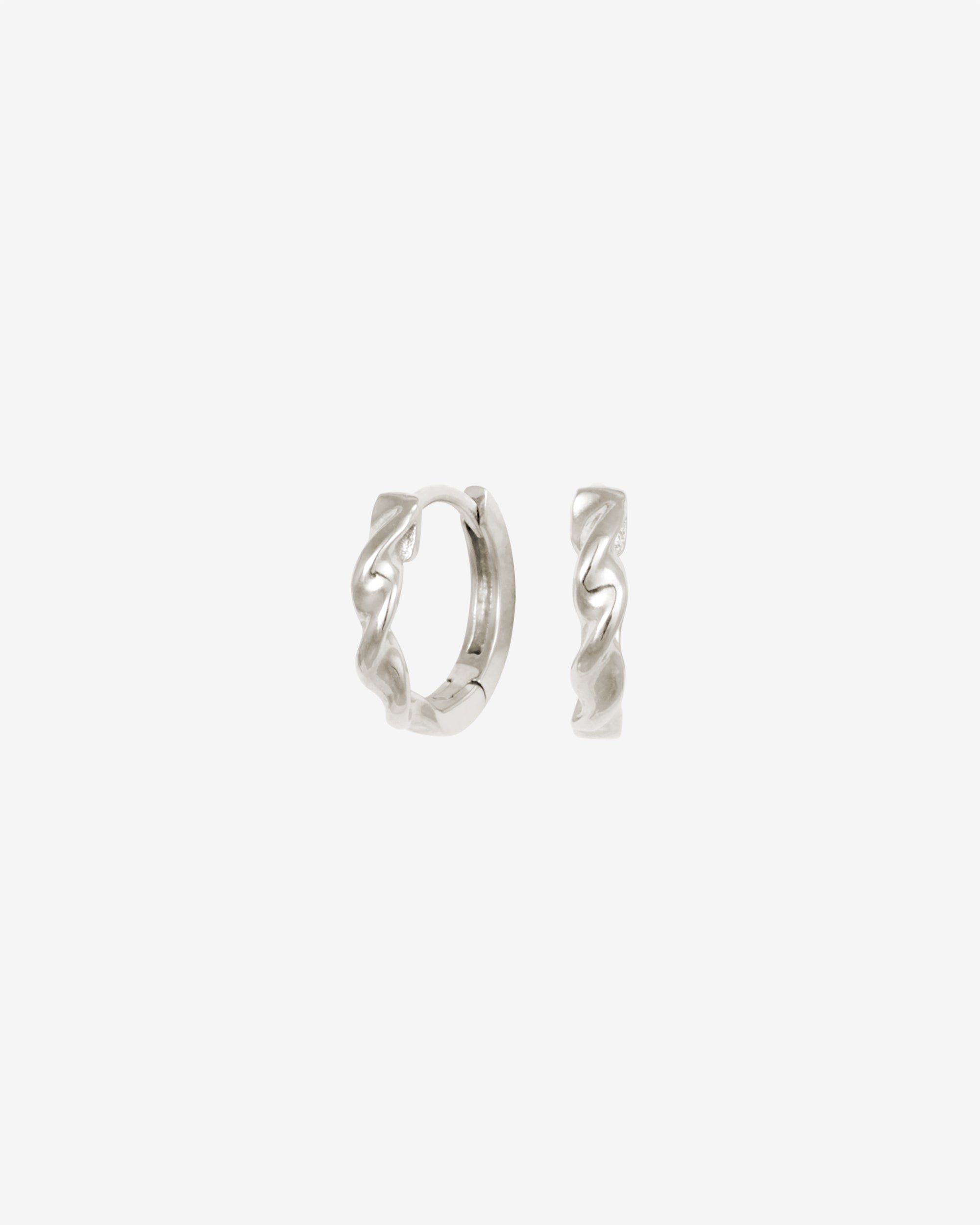 Temple of the Sun Helix Huggie Earrings Silver