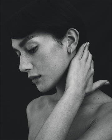 Temple of the Sun Helix Huggie Earrings Silver