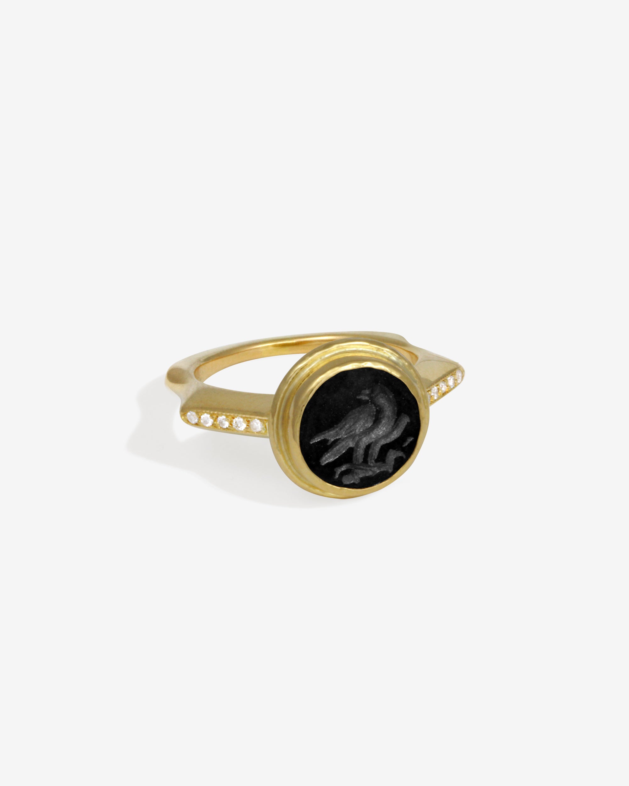 Temple of the Sun Inara Intaglio Ring Onyx Solid Gold