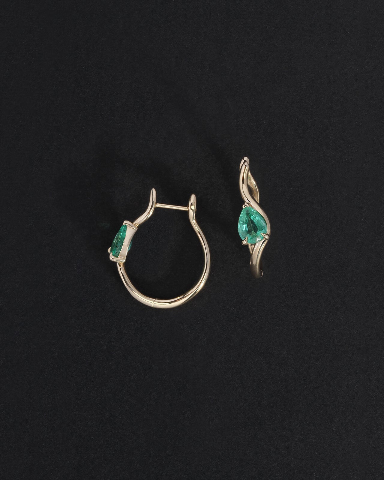 Temple of the Sun Iona Hoops Pear Emerald Solid Gold