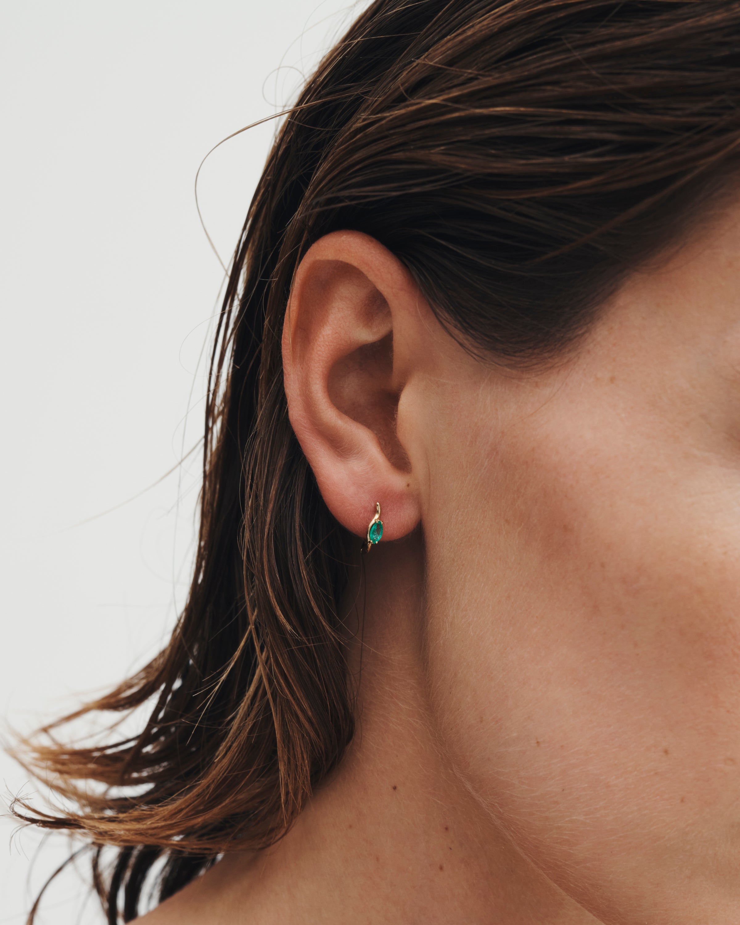 Temple of the Sun Iona Huggies Marquise Emerald Solid Gold