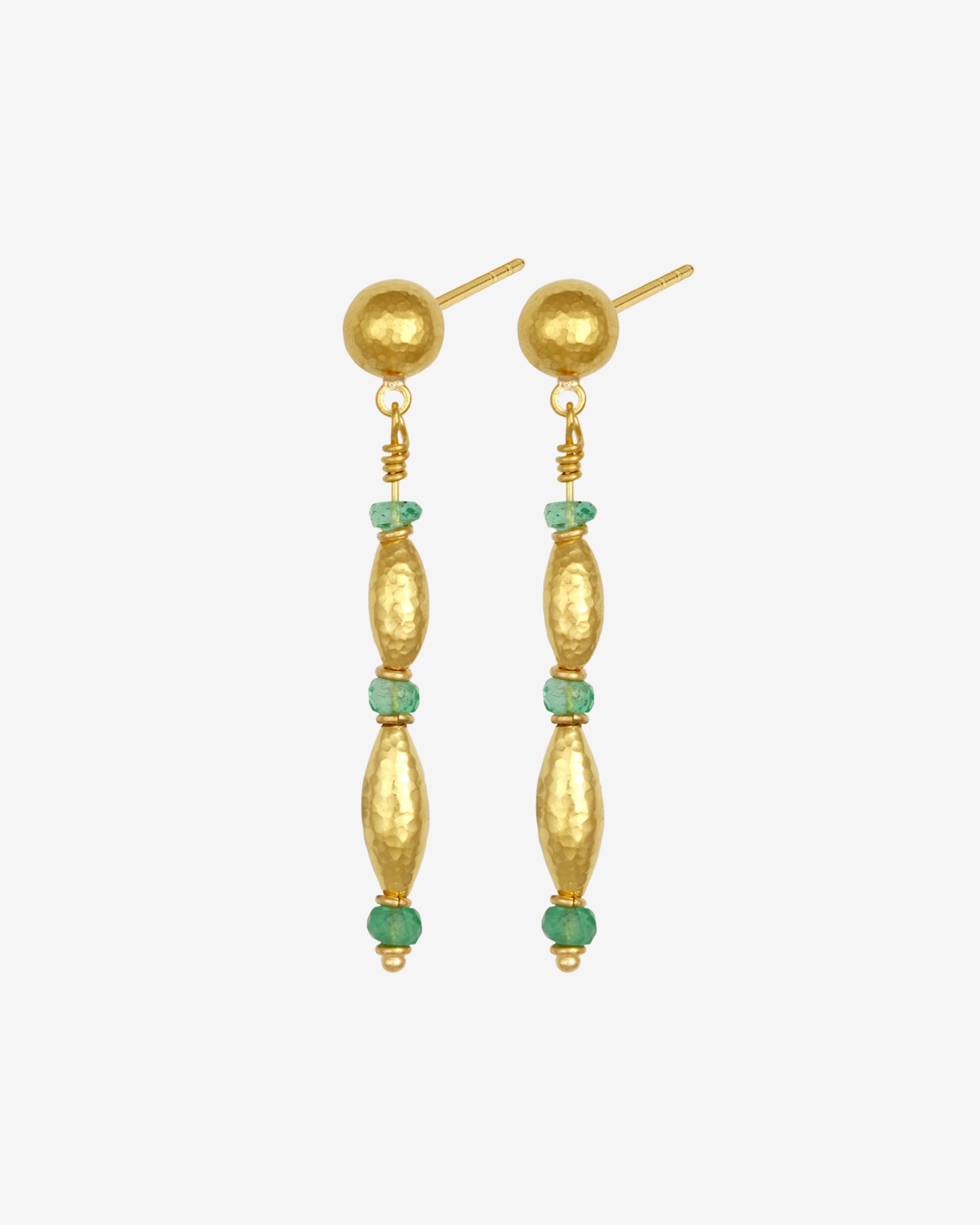 Temple of the Sun Ionia Earrings Emerald Solid Gold
