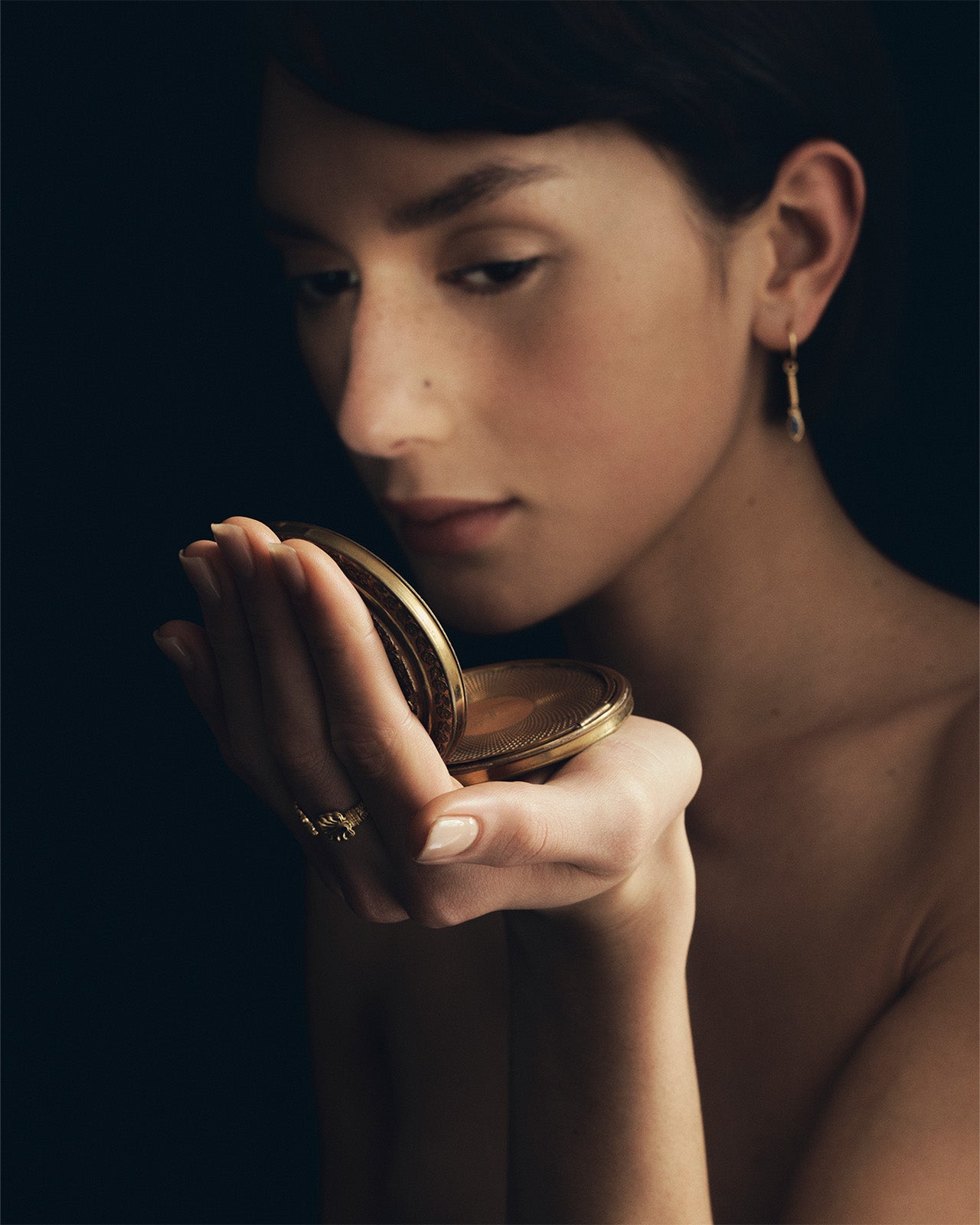 Temple of the Sun Isabel Ring Black Sapphire Gold Vermeil