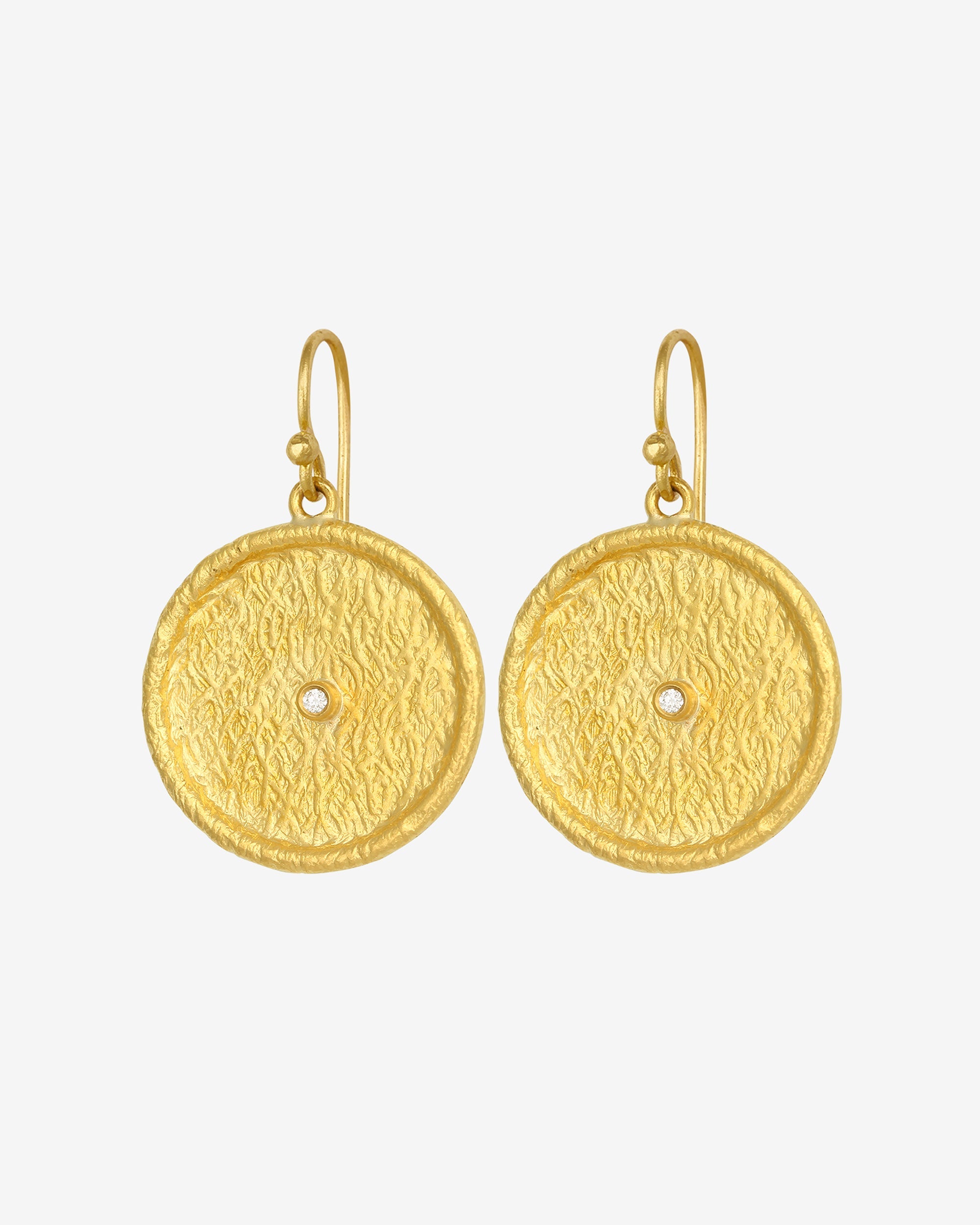 Temple of the Sun Ishtar Drop Earrings Diamond Solid Gold