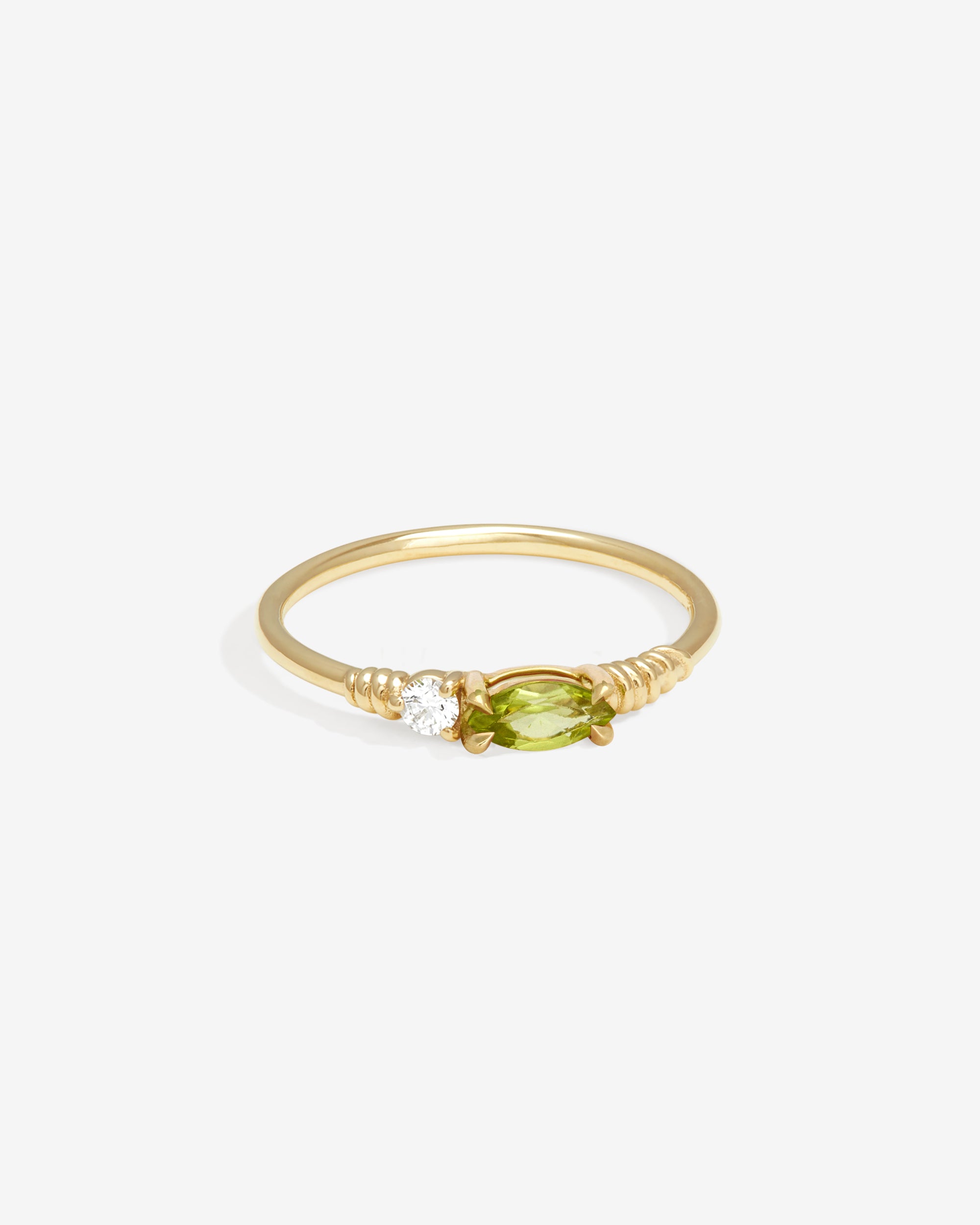 Temple of the Sun Jasmine Ring Peridot Diamond Solid Gold