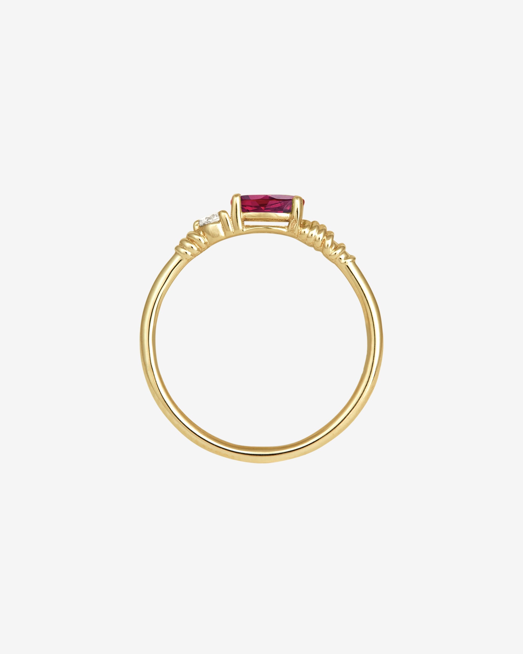 Temple of the Sun Jasmine Ring Ruby Diamond Solid Gold