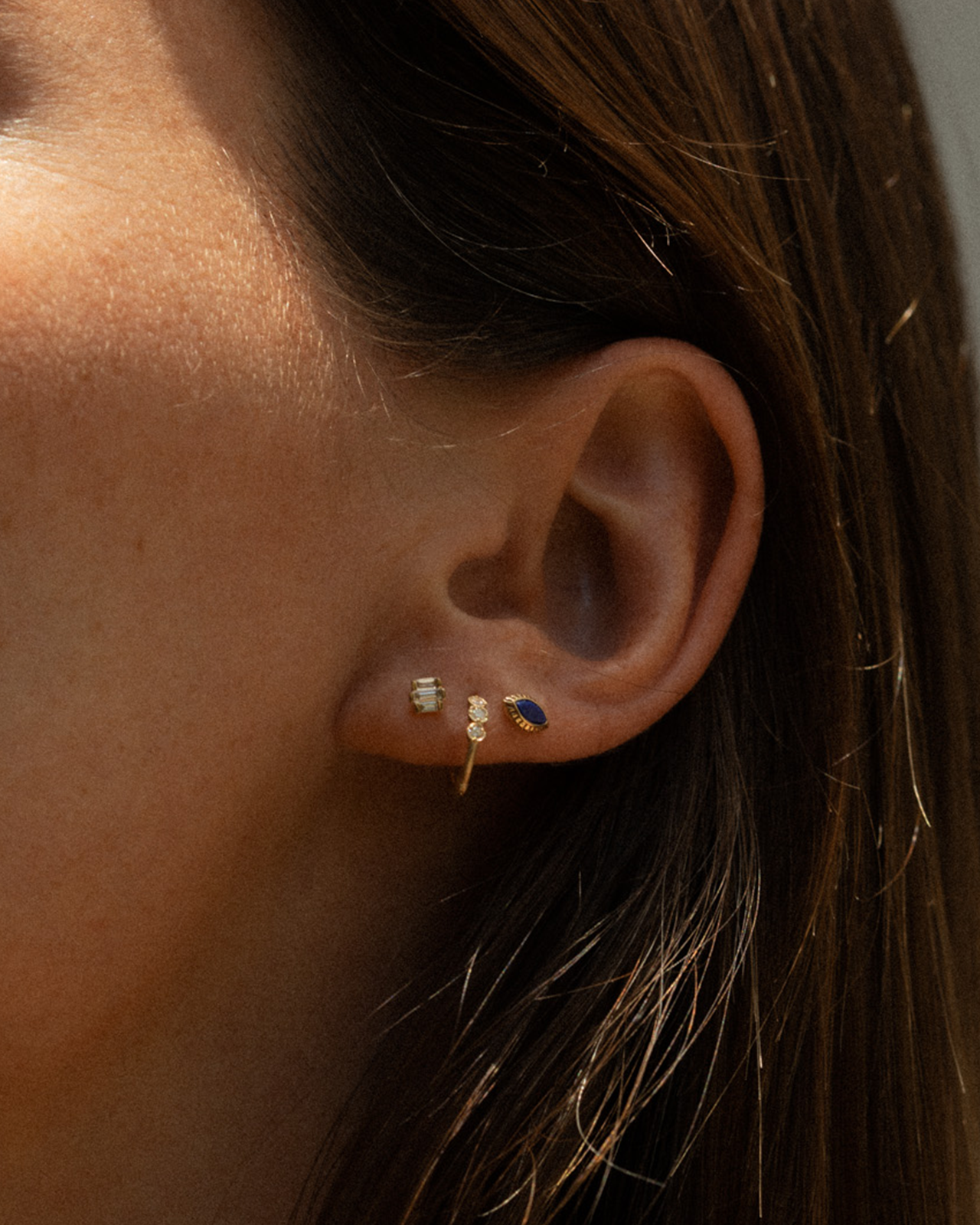 Temple of the Sun Jewellery Alessia Single Stud Lapis Solid Gold