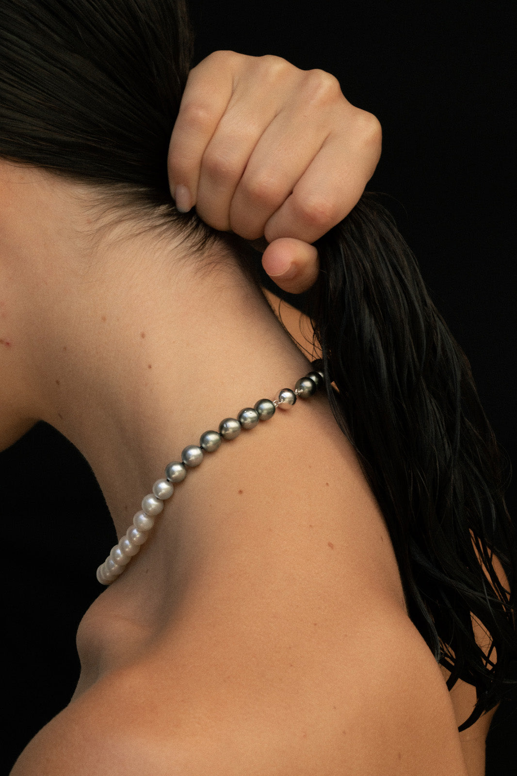 Temple of the Sun Jewellery Eclipse Akoya and Tahitian Pearl Necklace White Gold