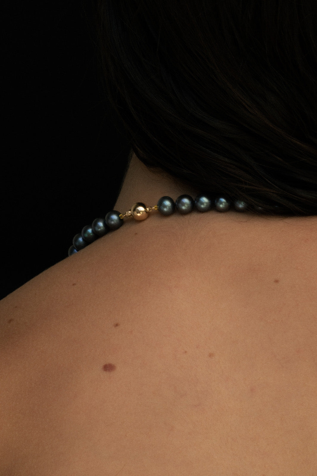 Temple of the Sun Jewellery Eclipse Black Pearl Necklace Solid Gold