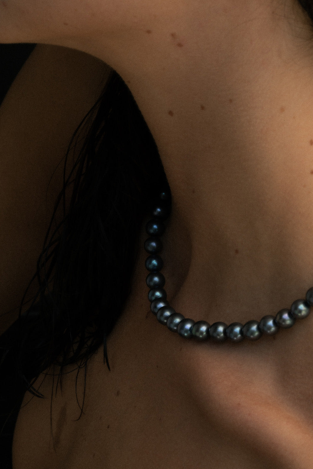 Temple of the Sun Jewellery Eclipse Black Pearl Necklace White Gold