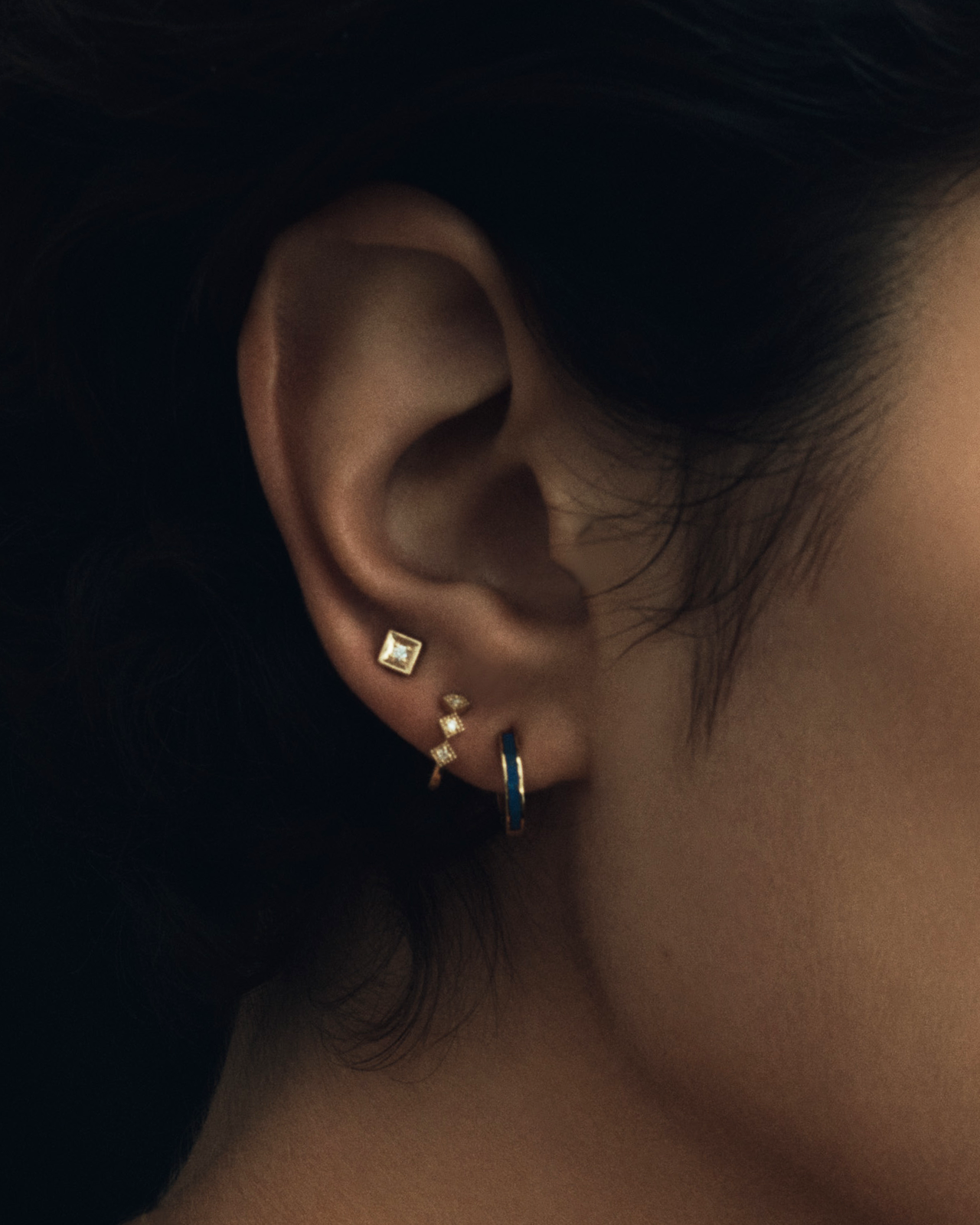 Temple of the Sun Jewellery Sadie Single Huggie Diamond Solid Gold