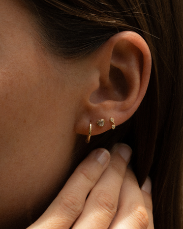 Temple of the Sun Jewellery Vesper Drop Single Cartilage Earring Diamond Solid Gold