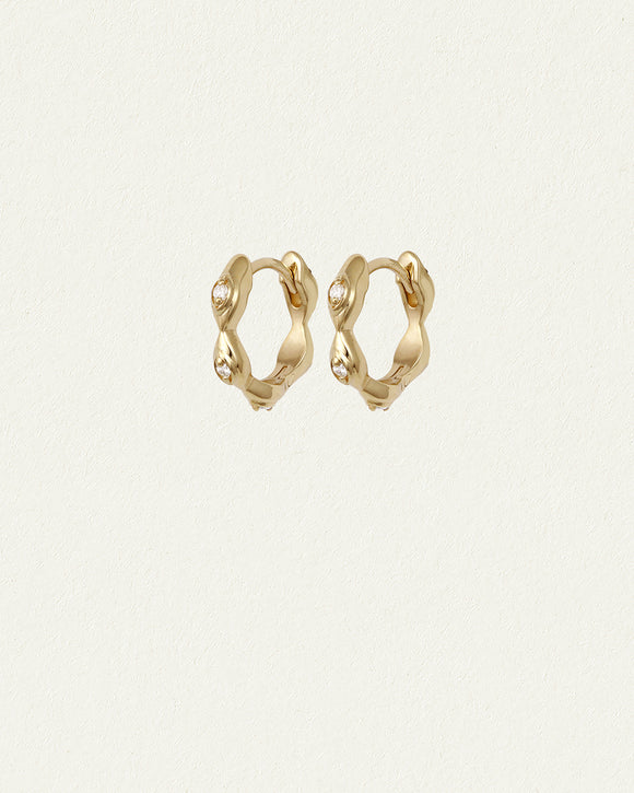 Temple of the Sun Kassandra Huggie Earrings Diamond Solid Gold