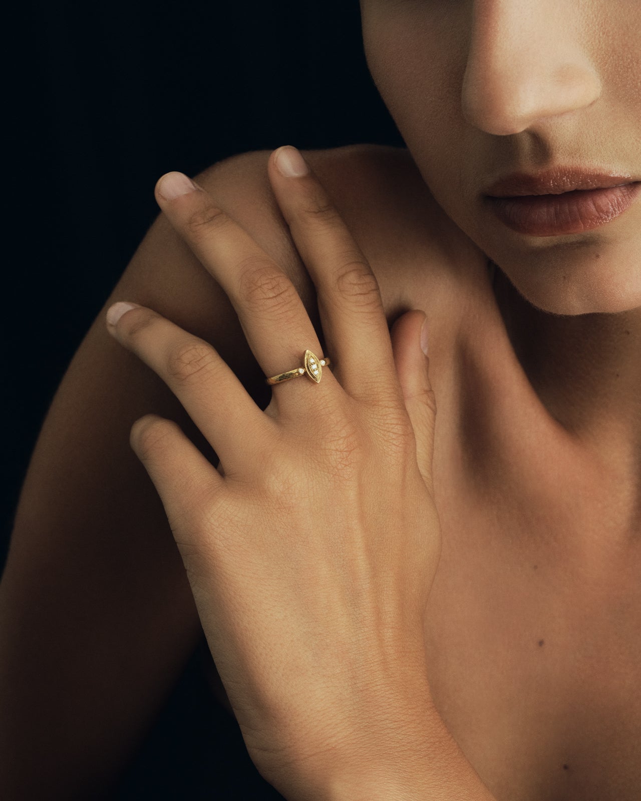 Temple of the Sun Kassandra Ring White Diamond Solid Gold