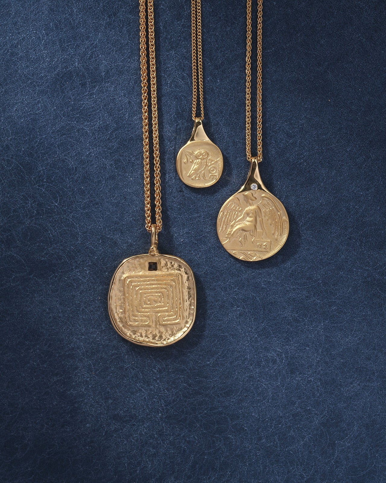 Temple of the Sun Labyrinth Necklace Gold Vermeil