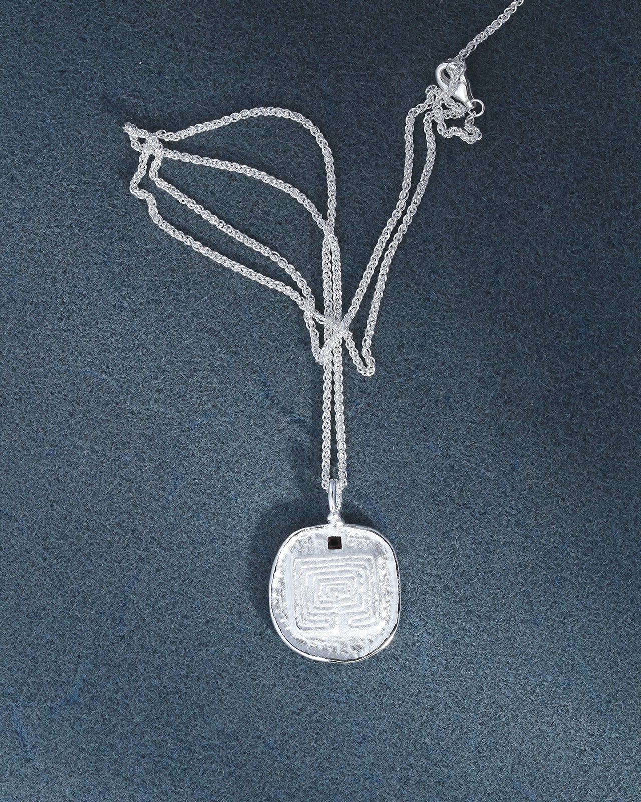 Temple of the Sun Labyrinth Necklace Silver