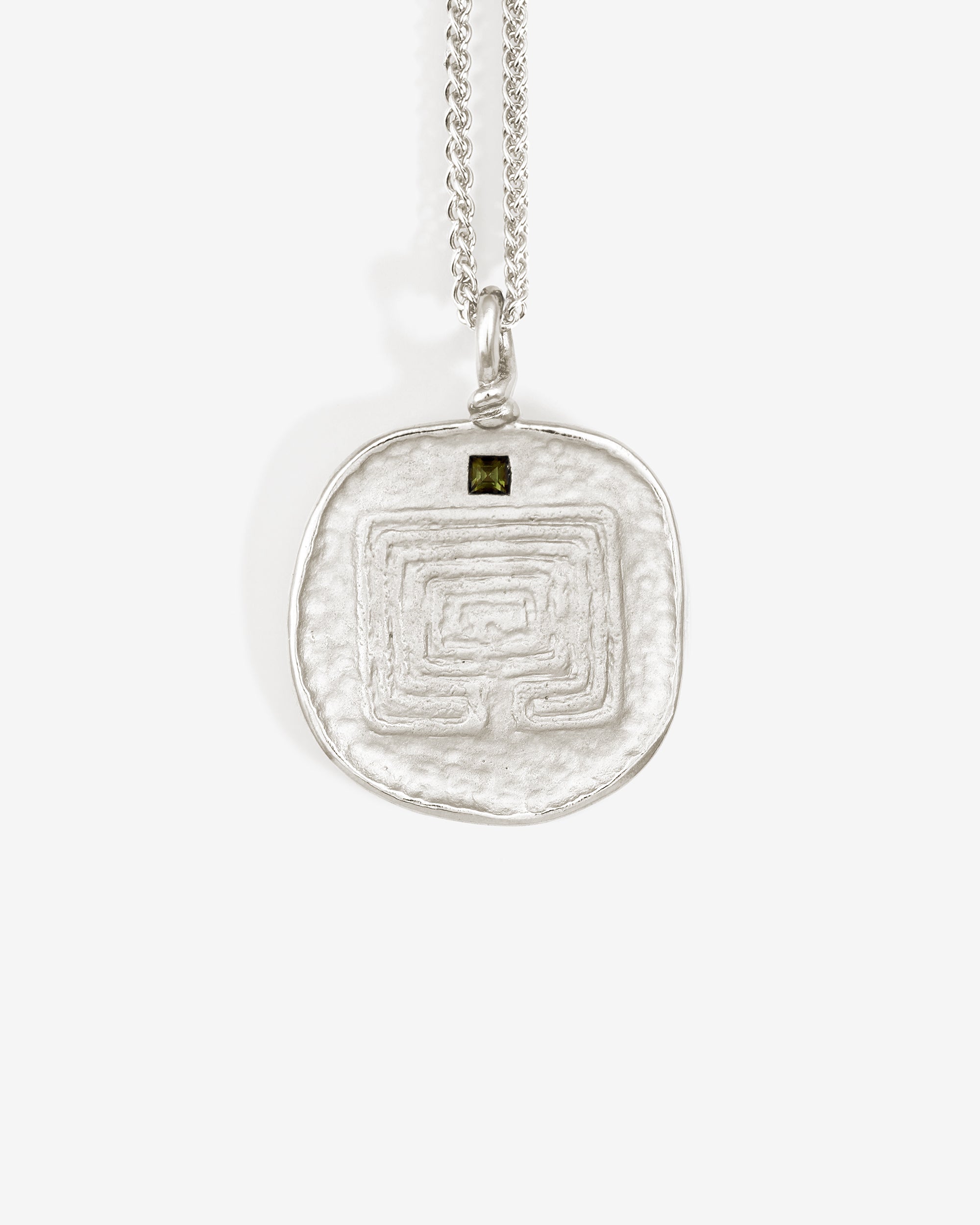 Temple of the Sun Labyrinth Necklace Silver