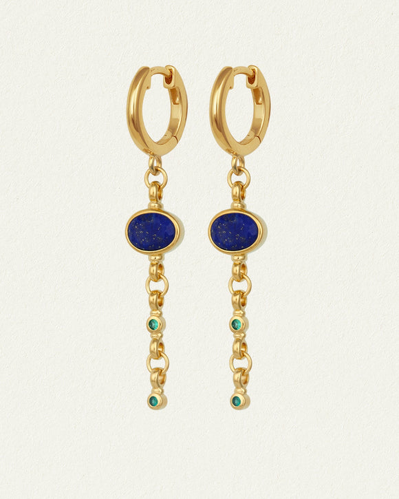 Temple of the Sun Lazuli Earrings Gold Vermeil