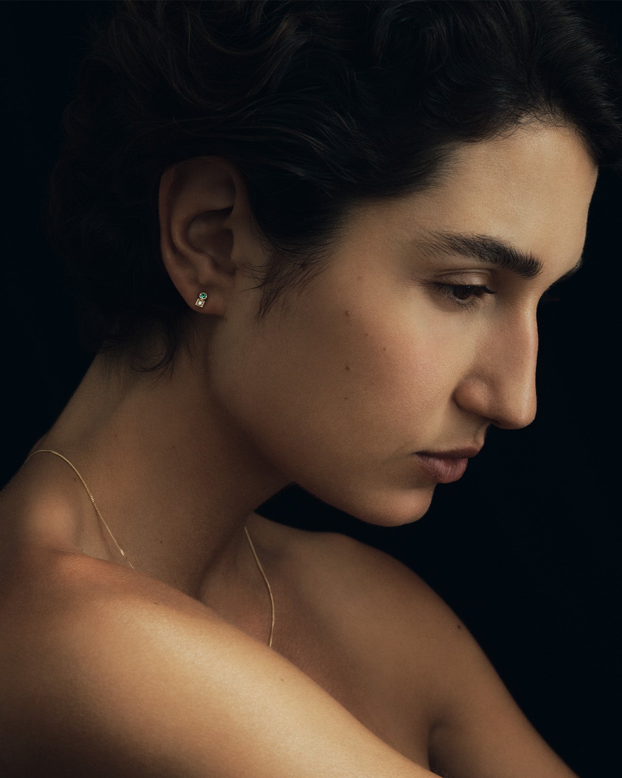 Temple of the Sun Lenci Single Stud Emerald Solid Gold