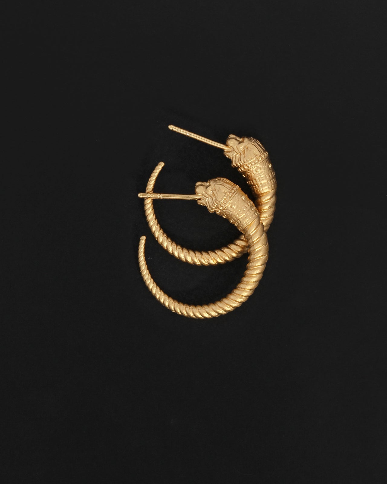 Temple of the Sun Loulon Lion Hoops Gold Vermeil