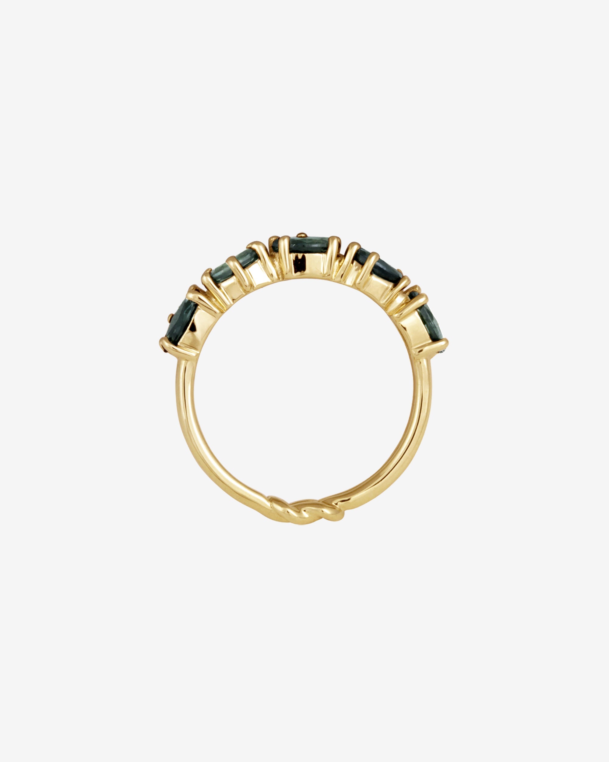Temple of the Sun Love Knot Ring Teal Sapphire Solid Gold