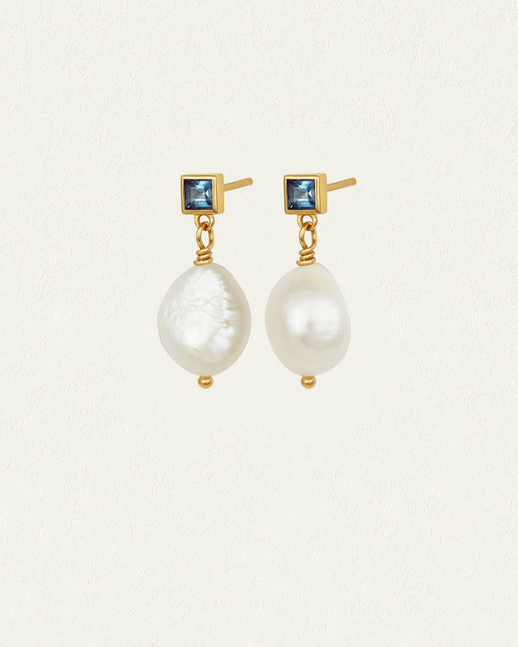 Temple of the Sun Lulu Earrings Pearl Gold Vermeil